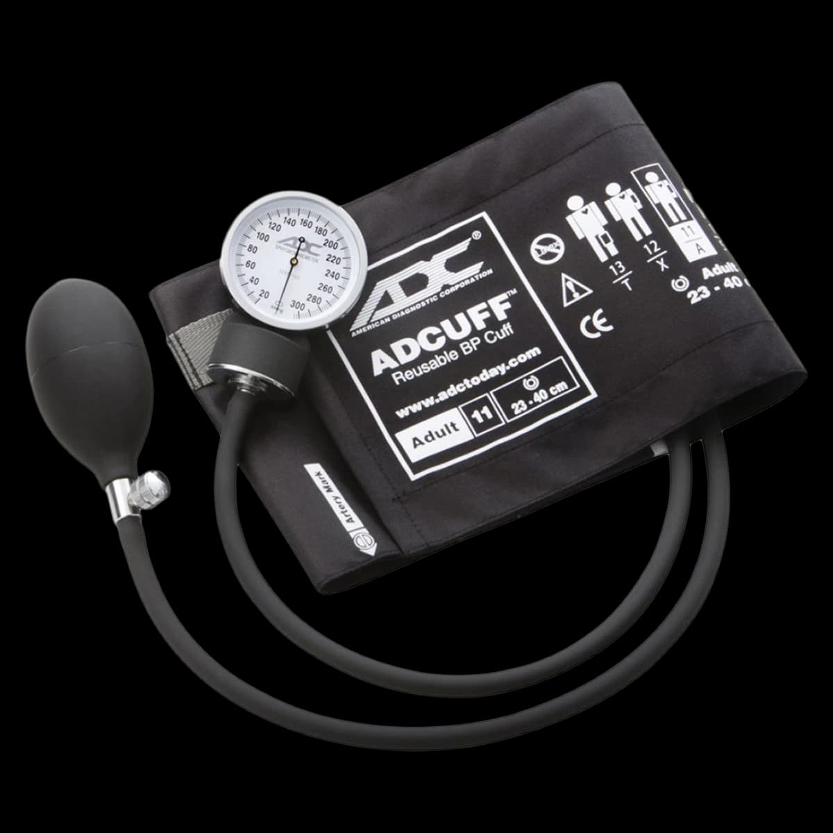 Henry Schein Prosphyg Aneroid Sphygmomanometer, Size 11, Black, Latex-Free, Arm Dial Display - Pocket Sphyg Pro LF Black - Image 1