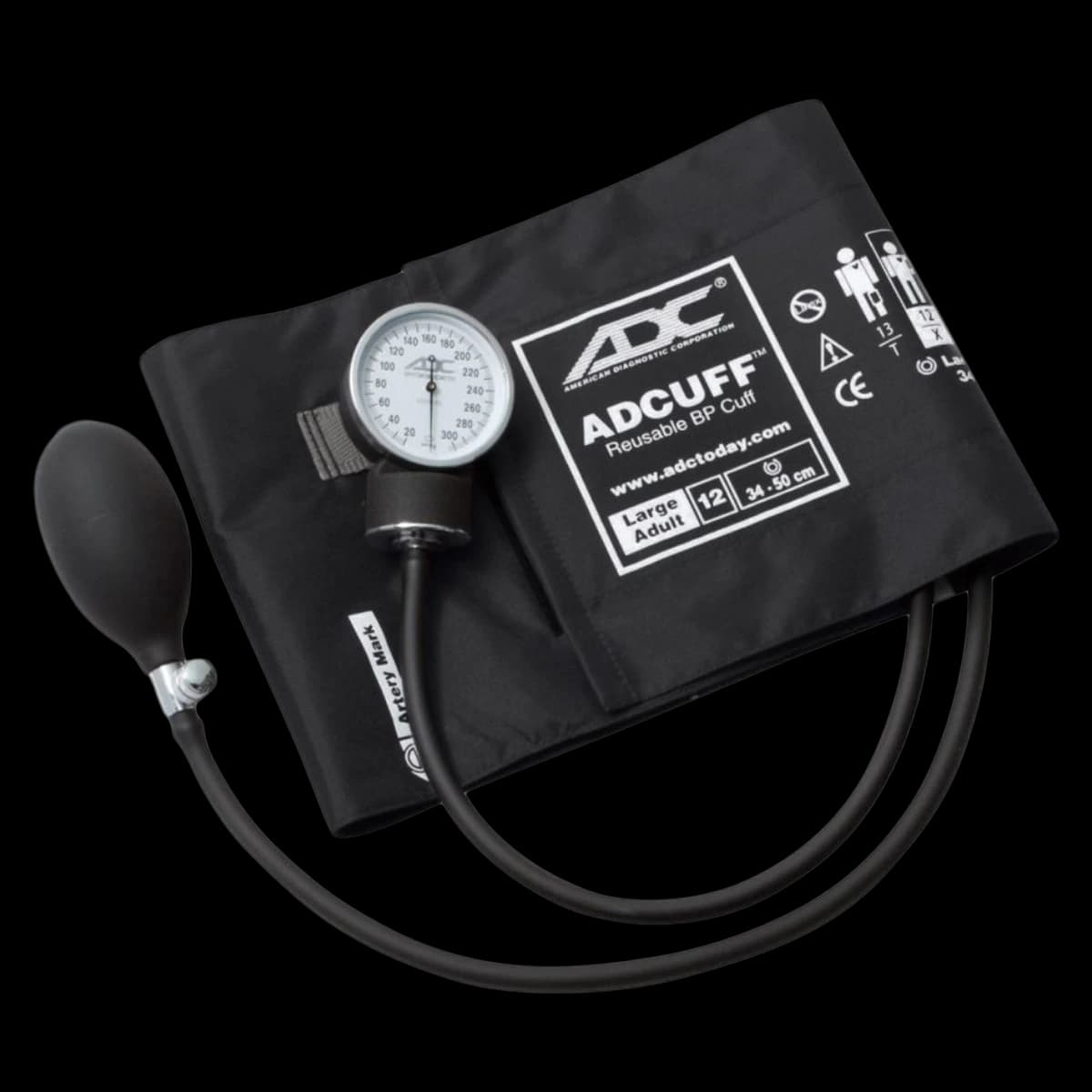 Henry Schein Prosphyg Aneroid Sphygmomanometer, Size 12, Black, Latex-Free, Arm Dial Display - Pocket Sphyg Pro LF Black - Image 1