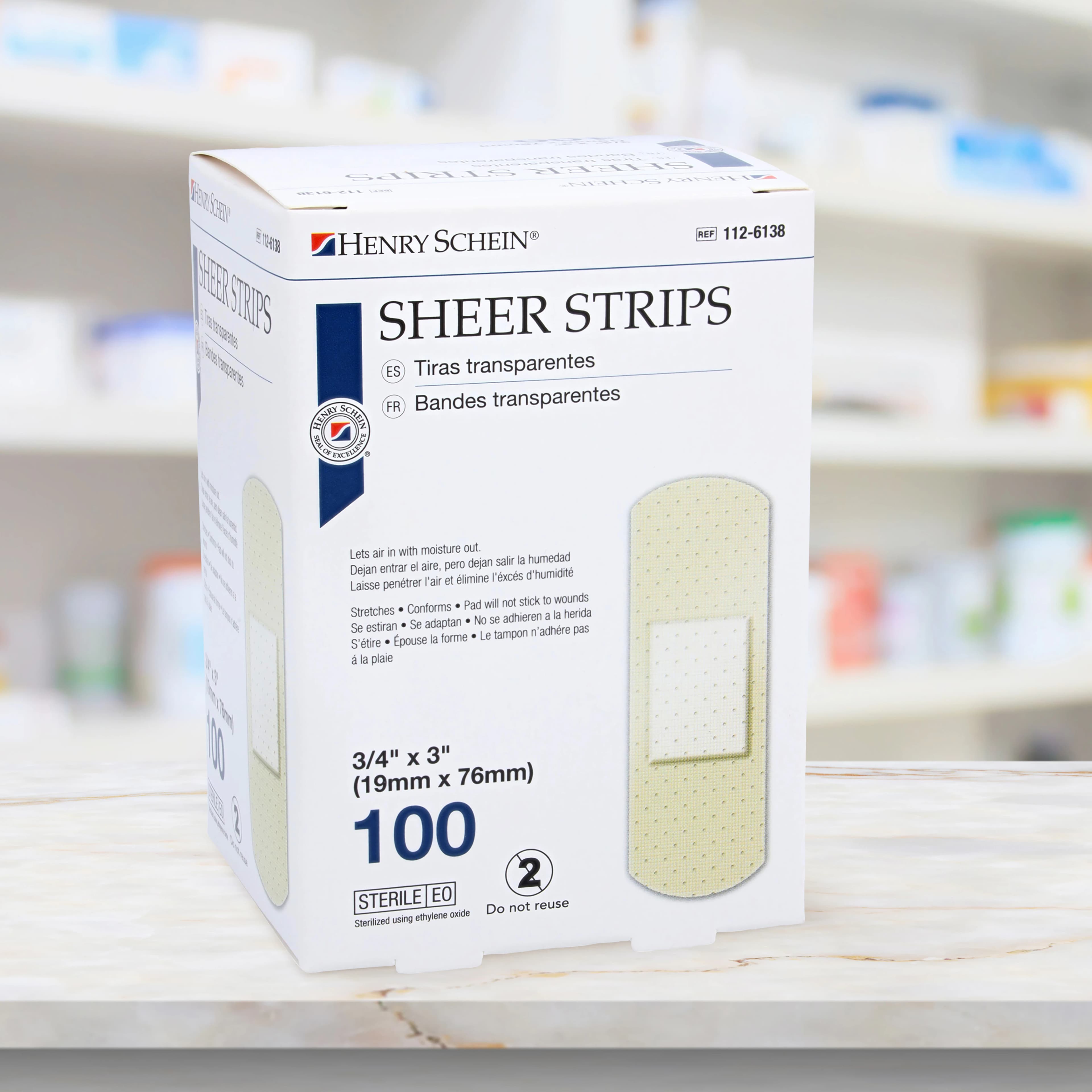 Henry Schein Adhesive Bandage, Plastic, Sheer, Sterile, 3/4" x 3", 100/Box thumbnail 10
