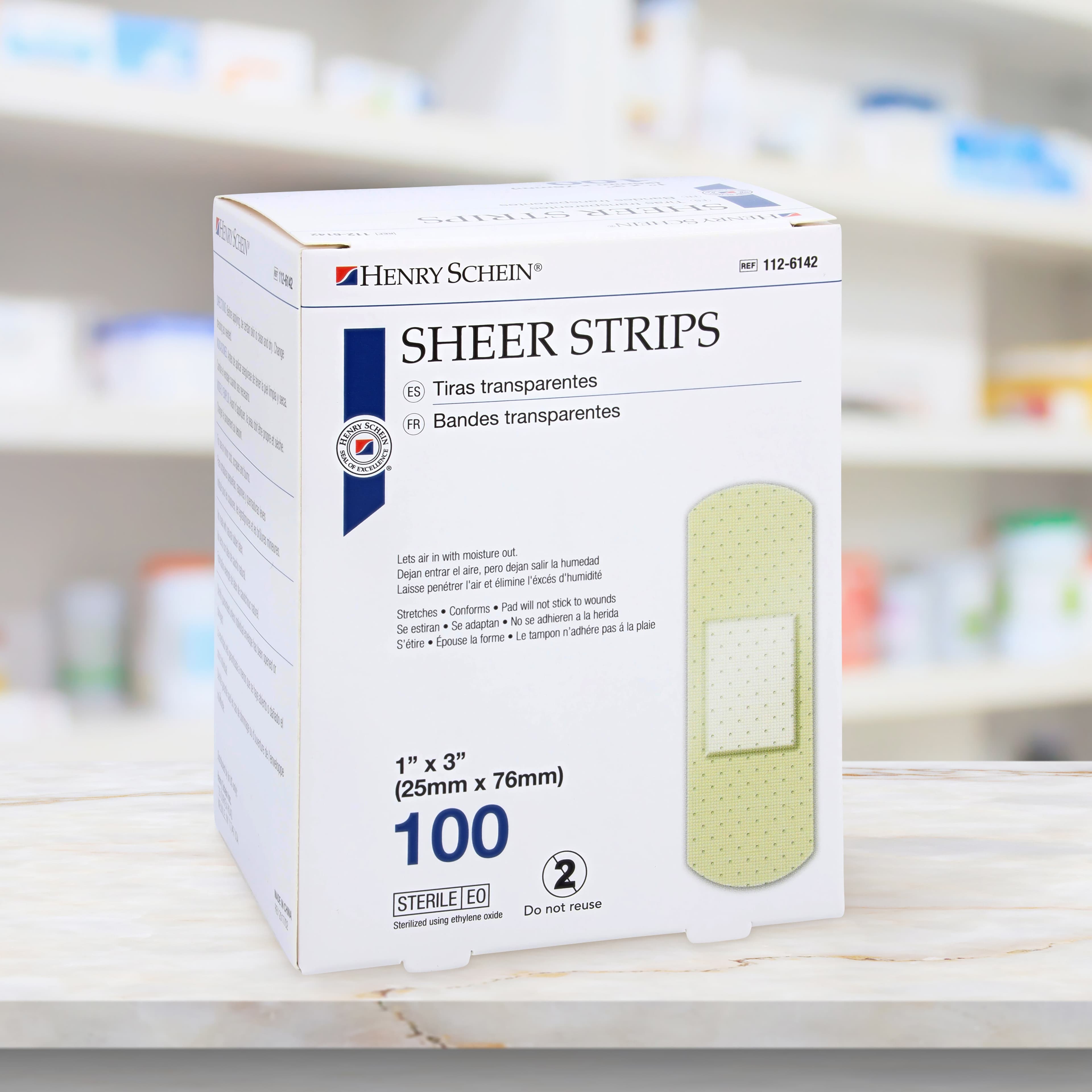 Henry Schein Adhesive Bandage, Plastic, Sheer, Sterile, 1" x 3", 100/Box thumbnail 10