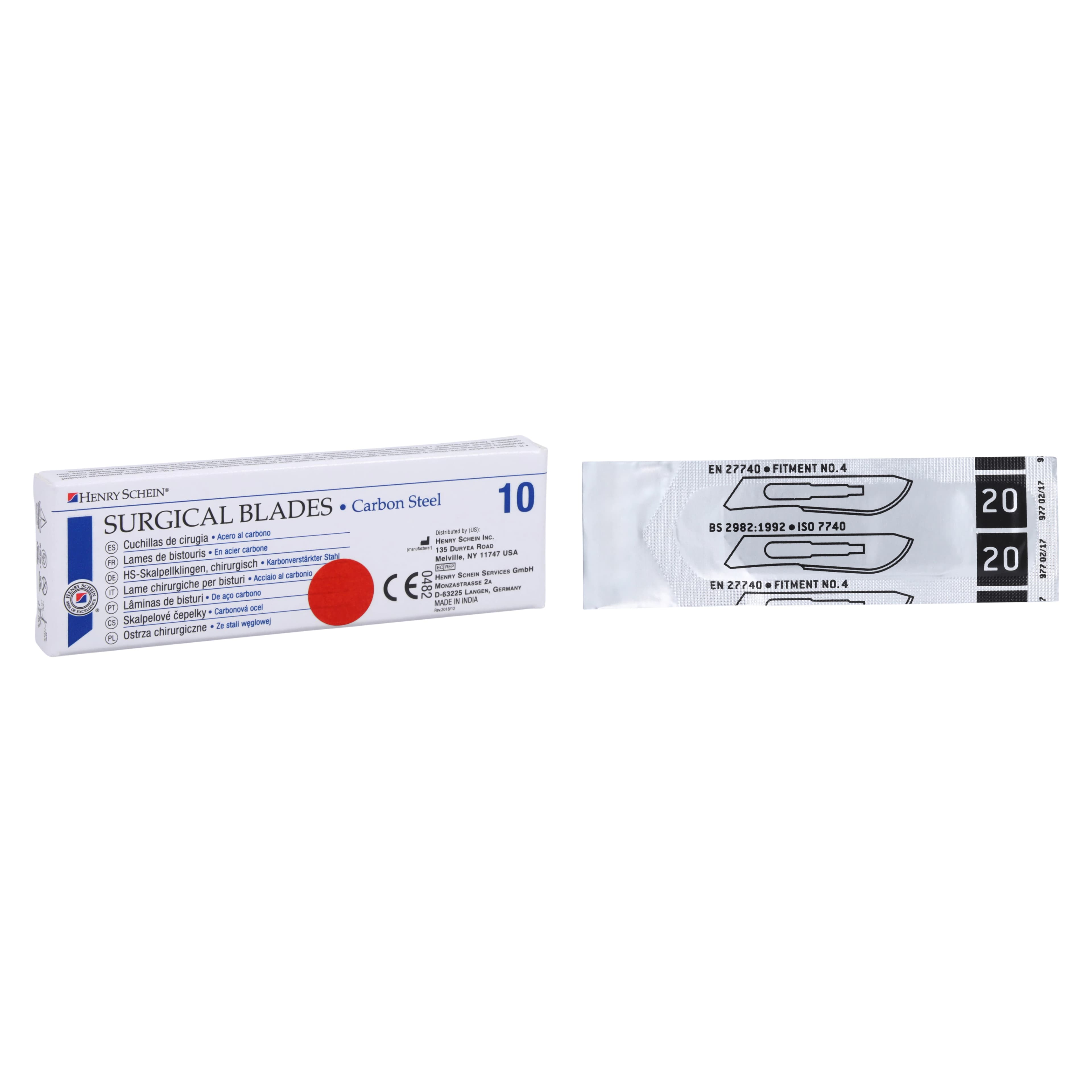 Carbon Steel Surgical Blades #20, Sterile, Disposable, 10/Bx - Carbon Steel Surgical Blades - Image 1