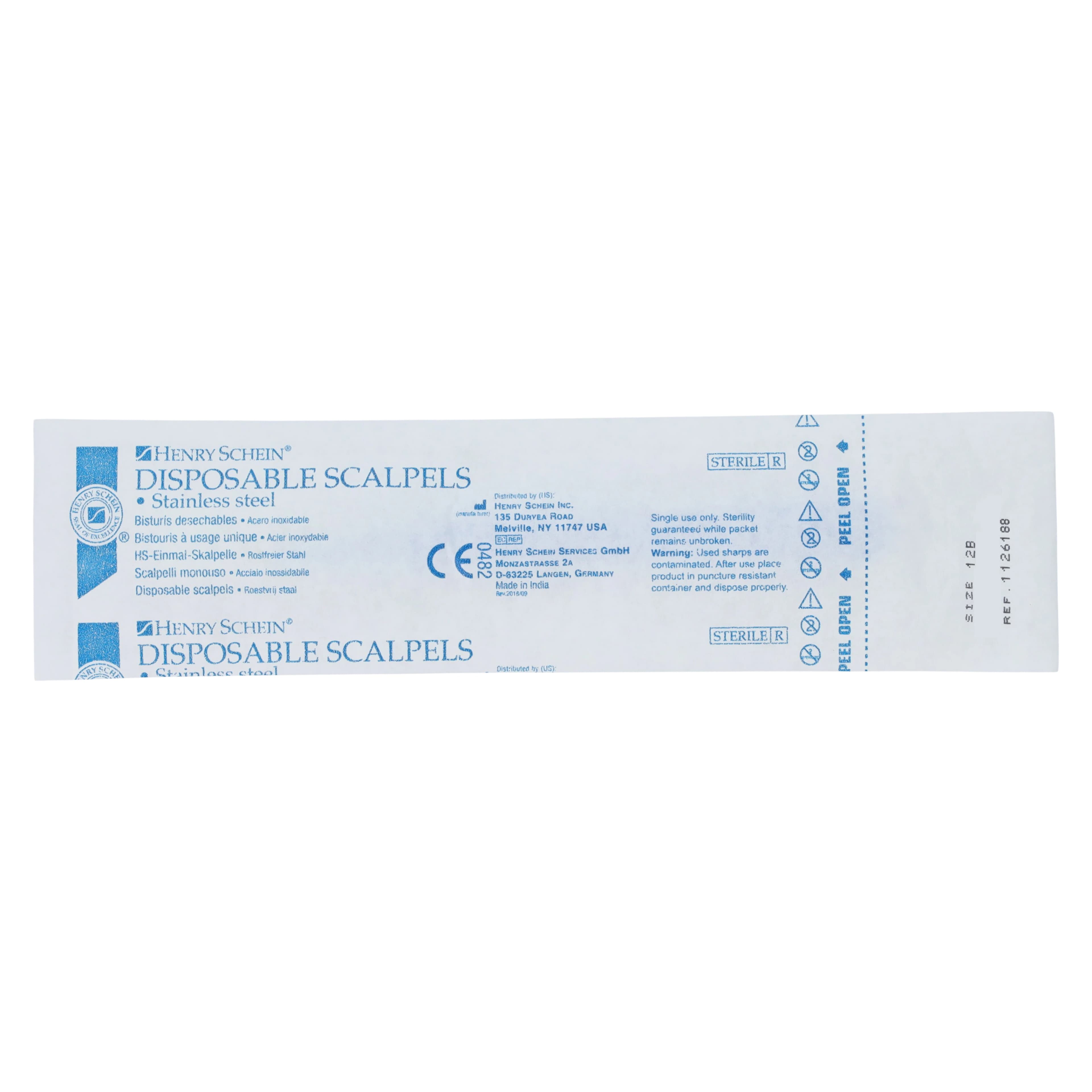 Henry Schein Disposable Sterile Scalpels, #12B, Stainless Steel thumbnail 2