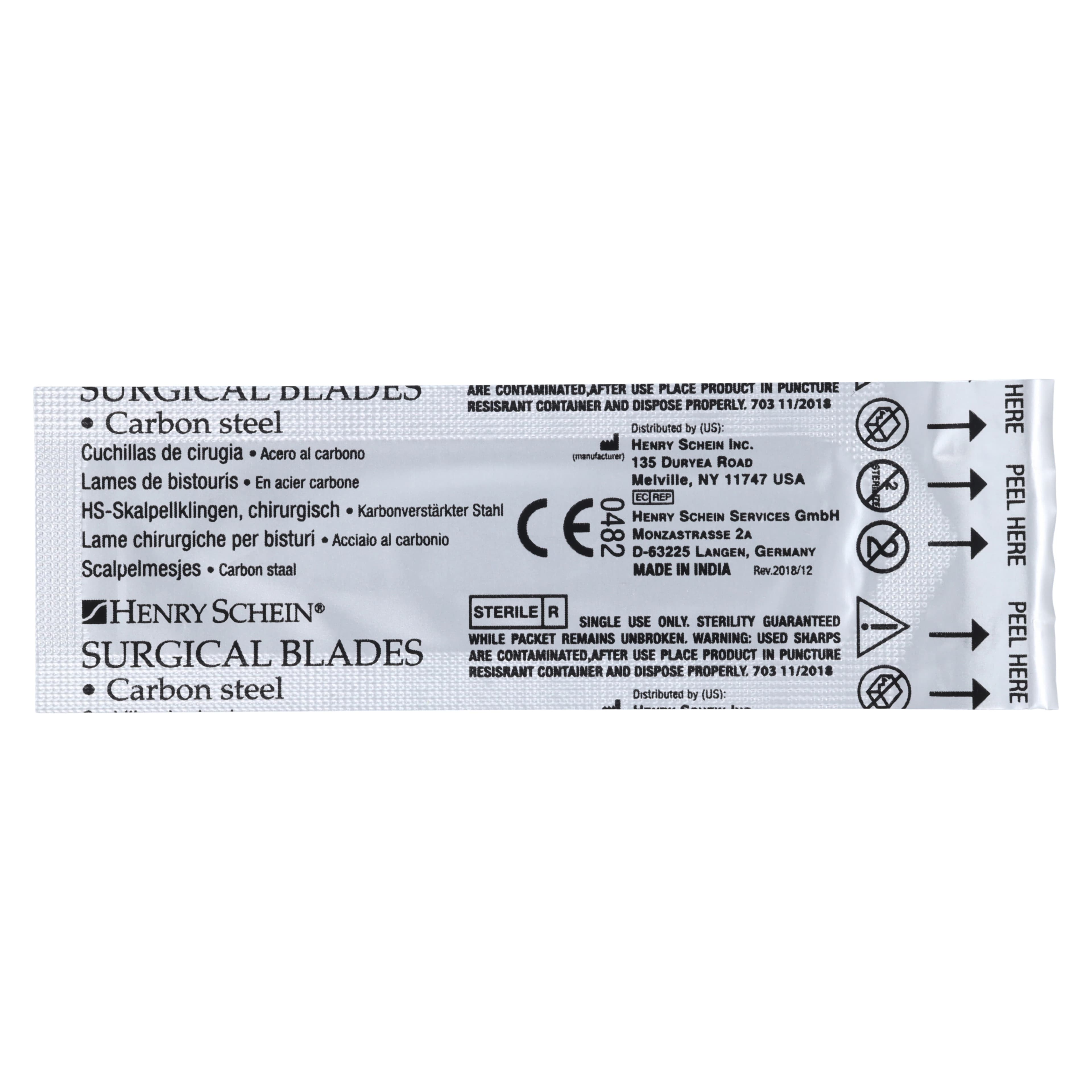 Surgeon Blades Carbon Steel, Sterile, Disposable, #23, 10/Bx thumbnail 4