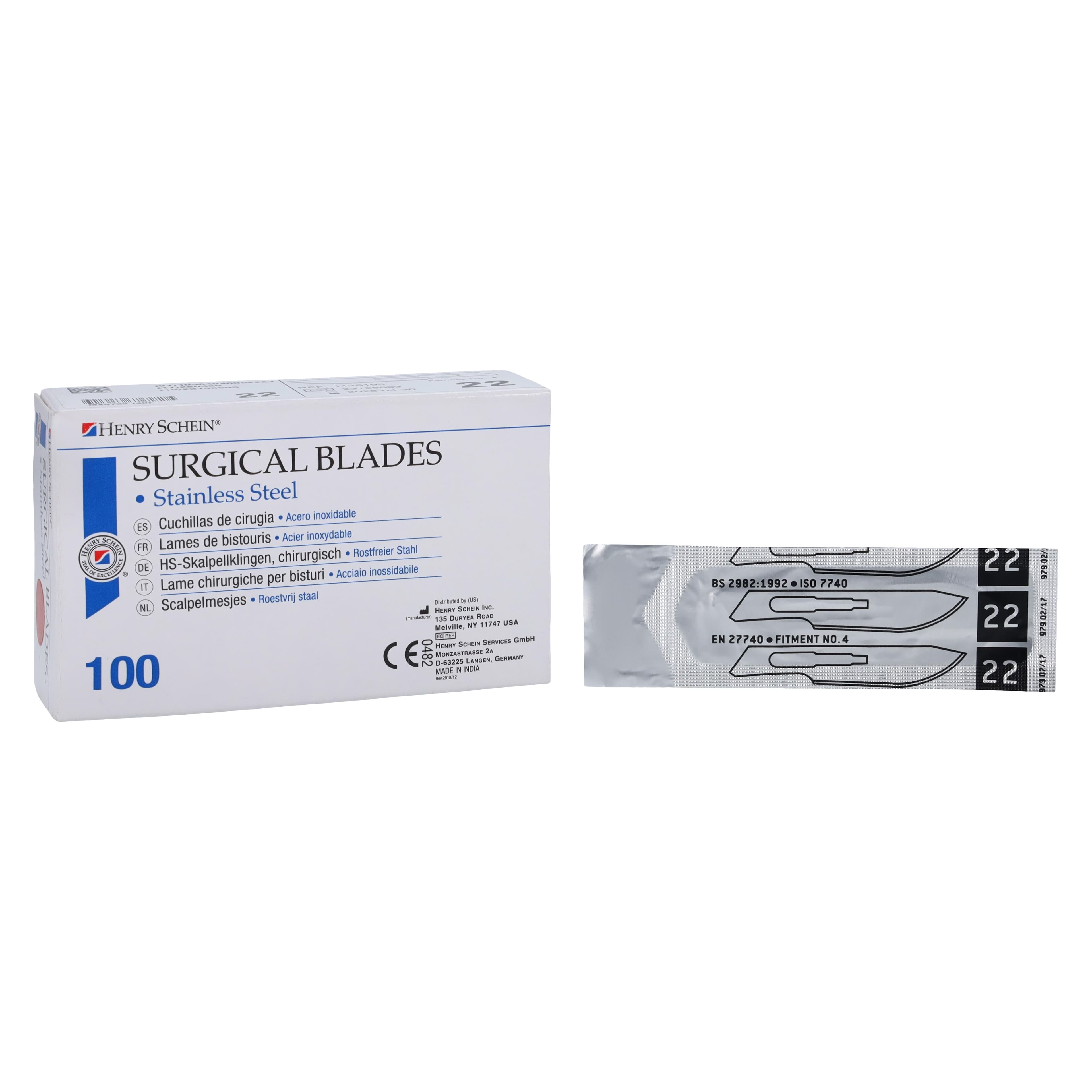 Henry Schein Stainless Steel Sterile Surgical Blade #22, 100/Box thumbnail 2