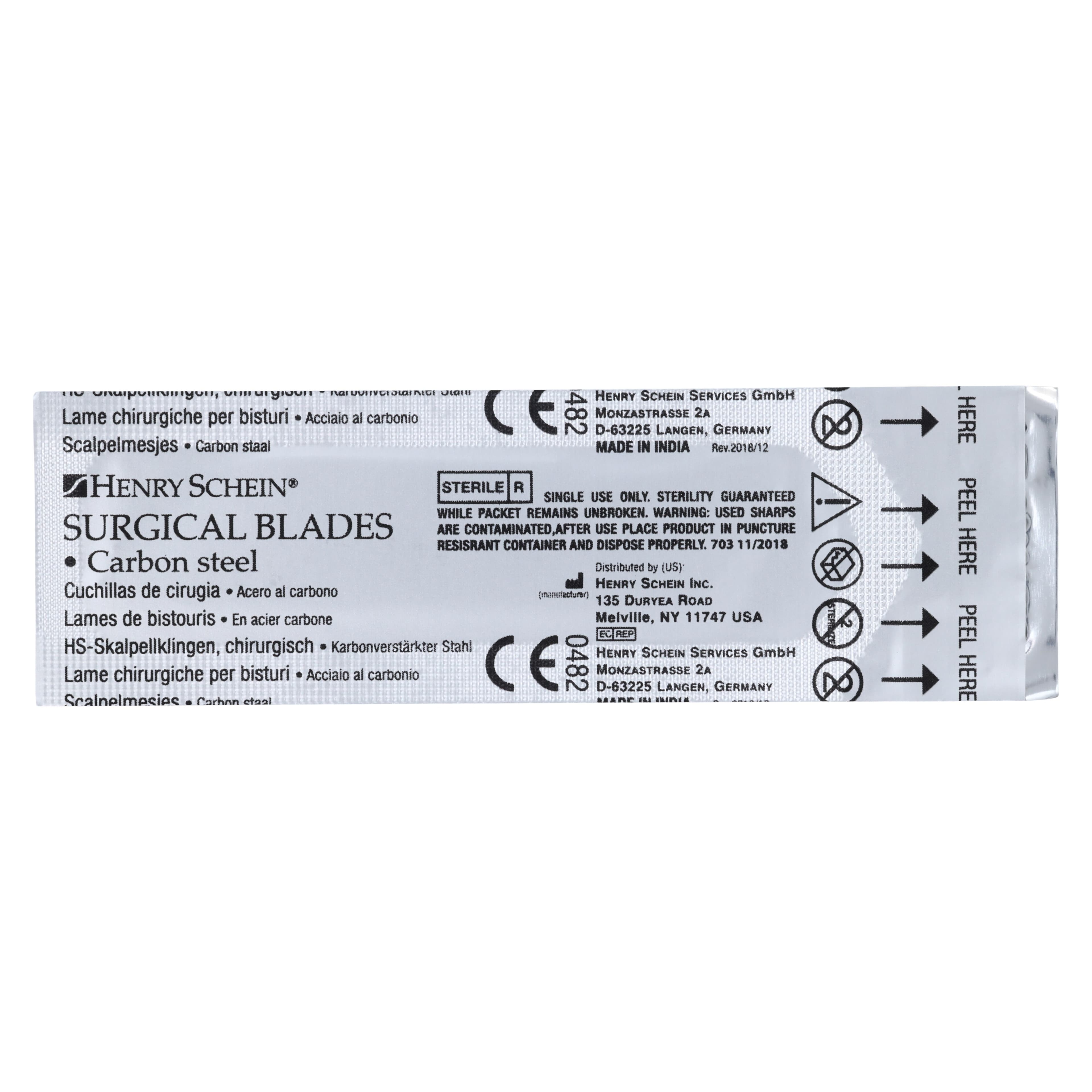 Surgeon Blades Carbon Steel, #22, Sterile, Disposable, 10/Bx thumbnail 4