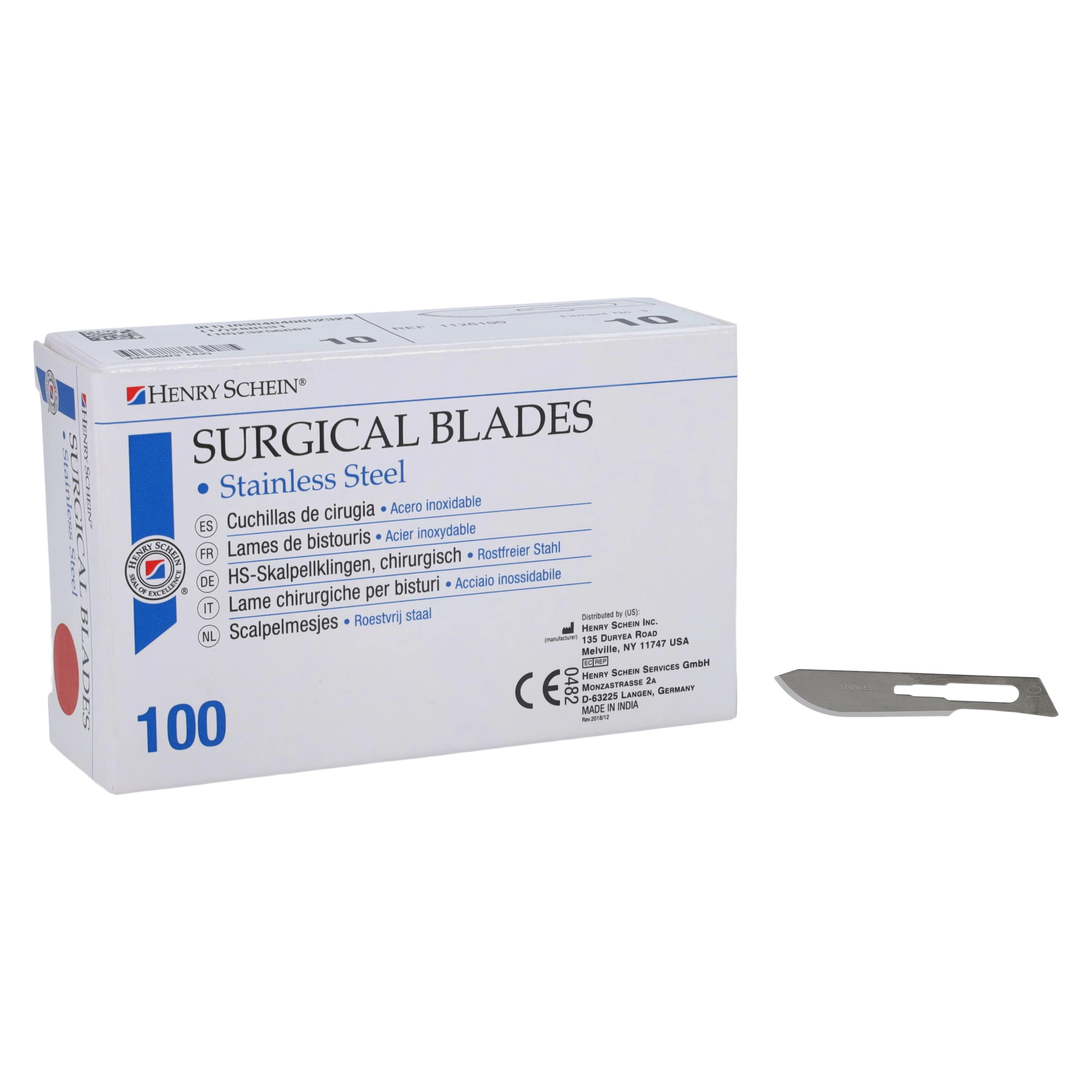 Henry Schein Surgeon Blades, Stainless Steel, Sterile, #10, 100/Bx thumbnail 2