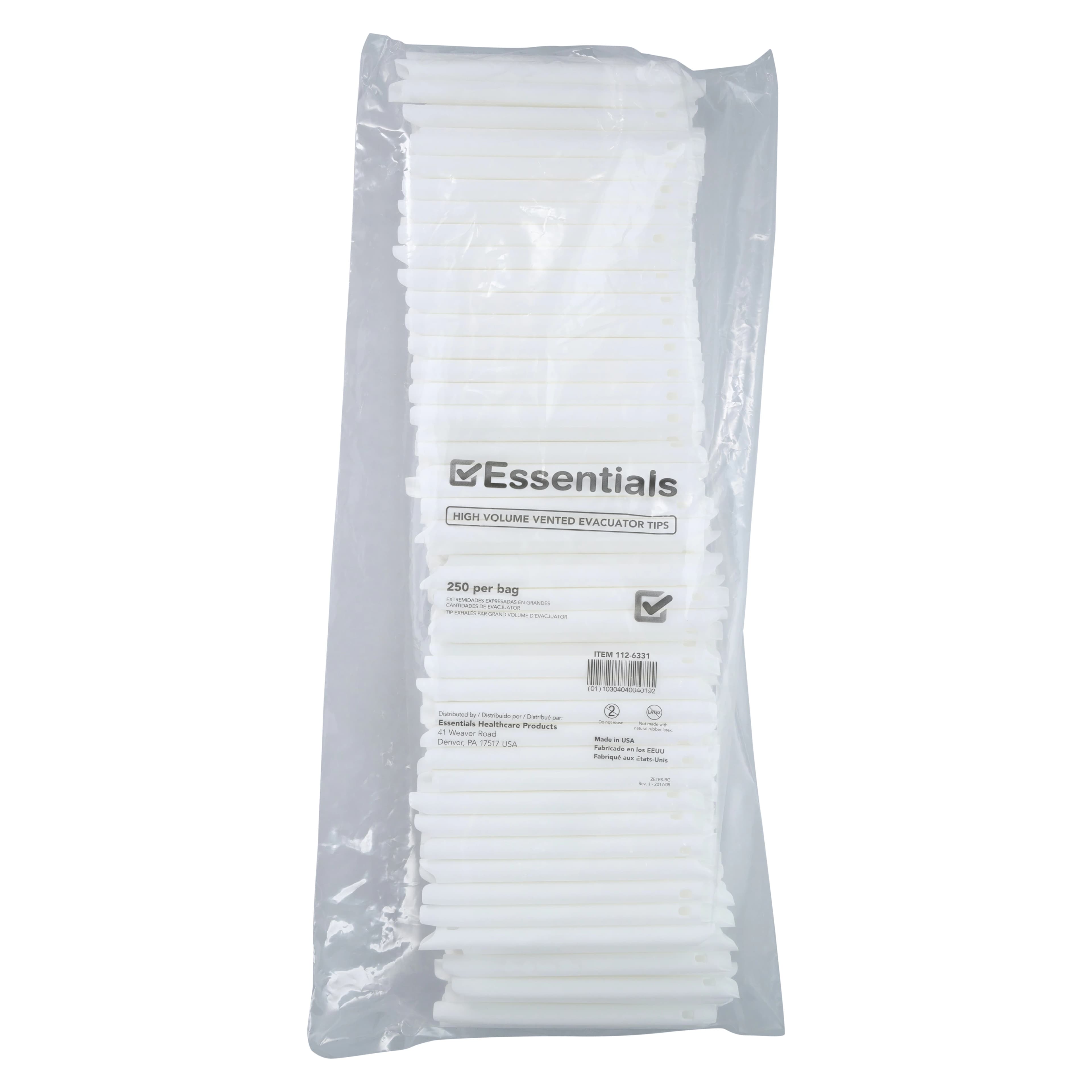 Essentials 2-in-1 High Volume Evacuator (HVE) Tips, Vented/Non-Vented, White, Disposable, 250/Bag thumbnail 3