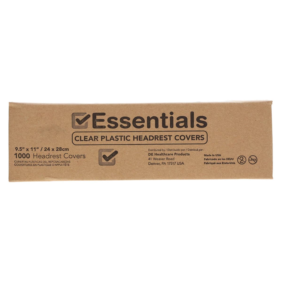Essentials Healthcare Headrest Cover, Clear Plastic, Disposable, 9.5 in x 11 in, 1000/Case thumbnail 3