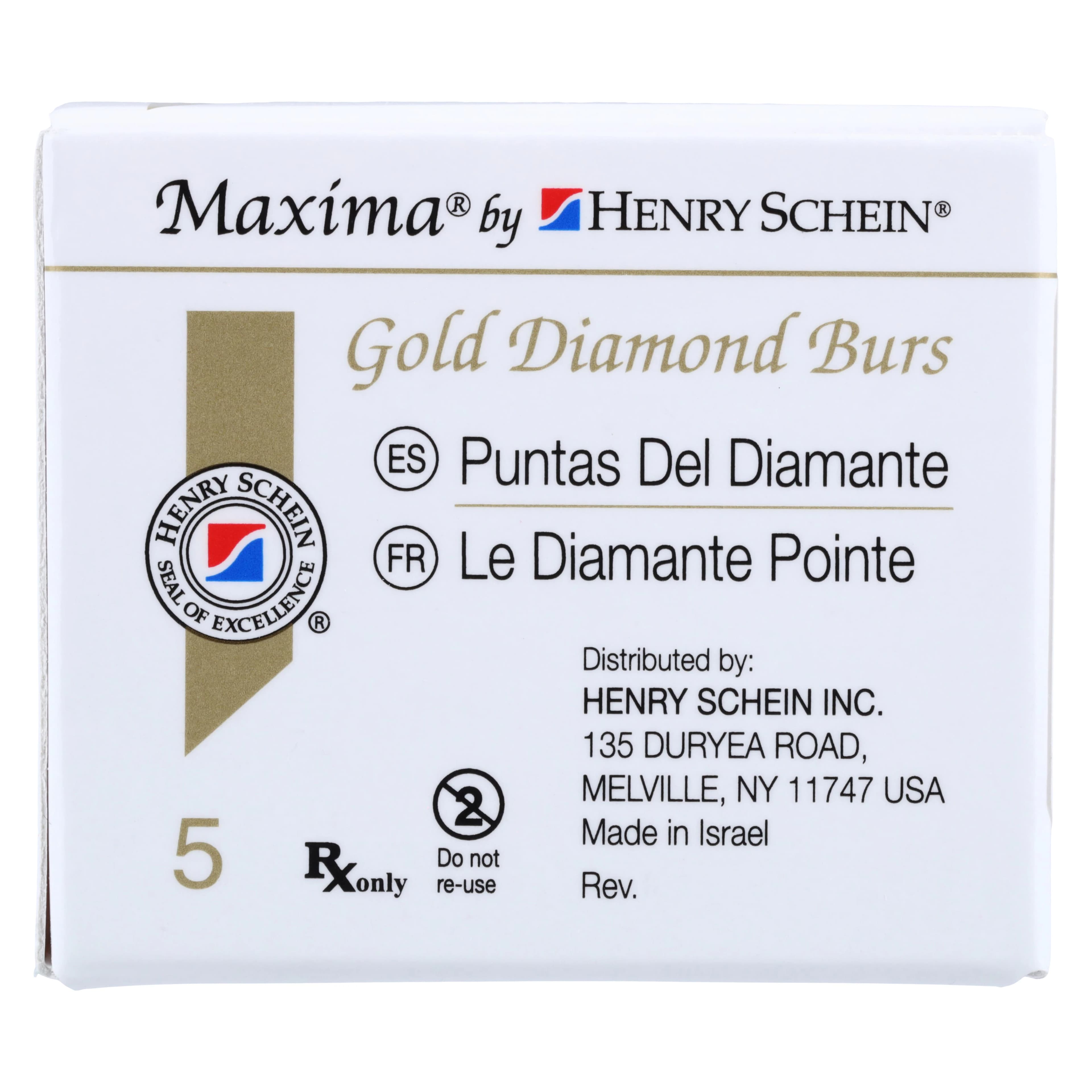 MAXIMA GOLD Diamond FG Bur, Friction Grip, Coarse Round, 1.4 mm, G801-014C, 5/Pk thumbnail 6