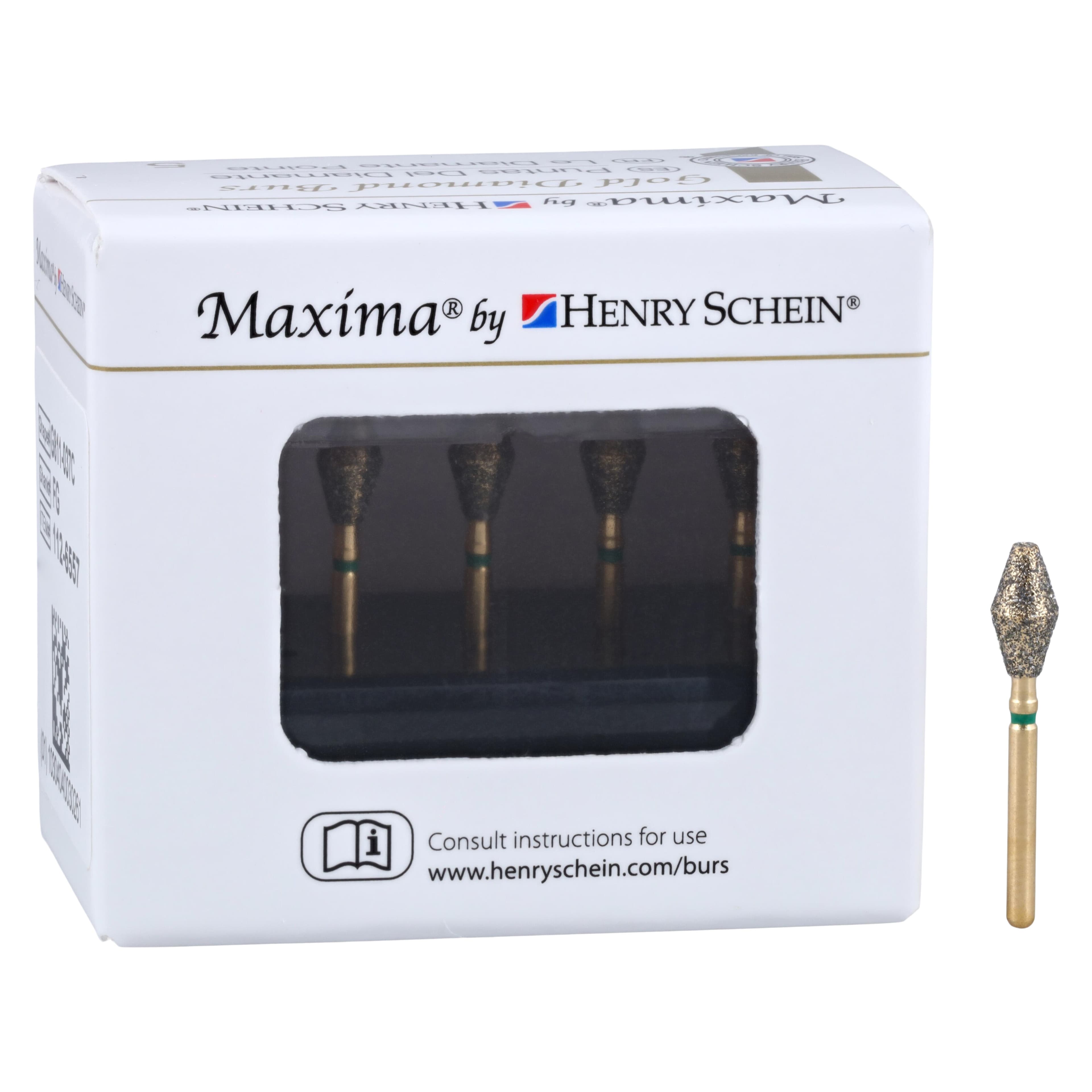 MAXIMA GOLD Diamond FG Barrel Bur, Friction Grip, Coarse, 7.0 mm, G811-037C, 5/Pk thumbnail 4