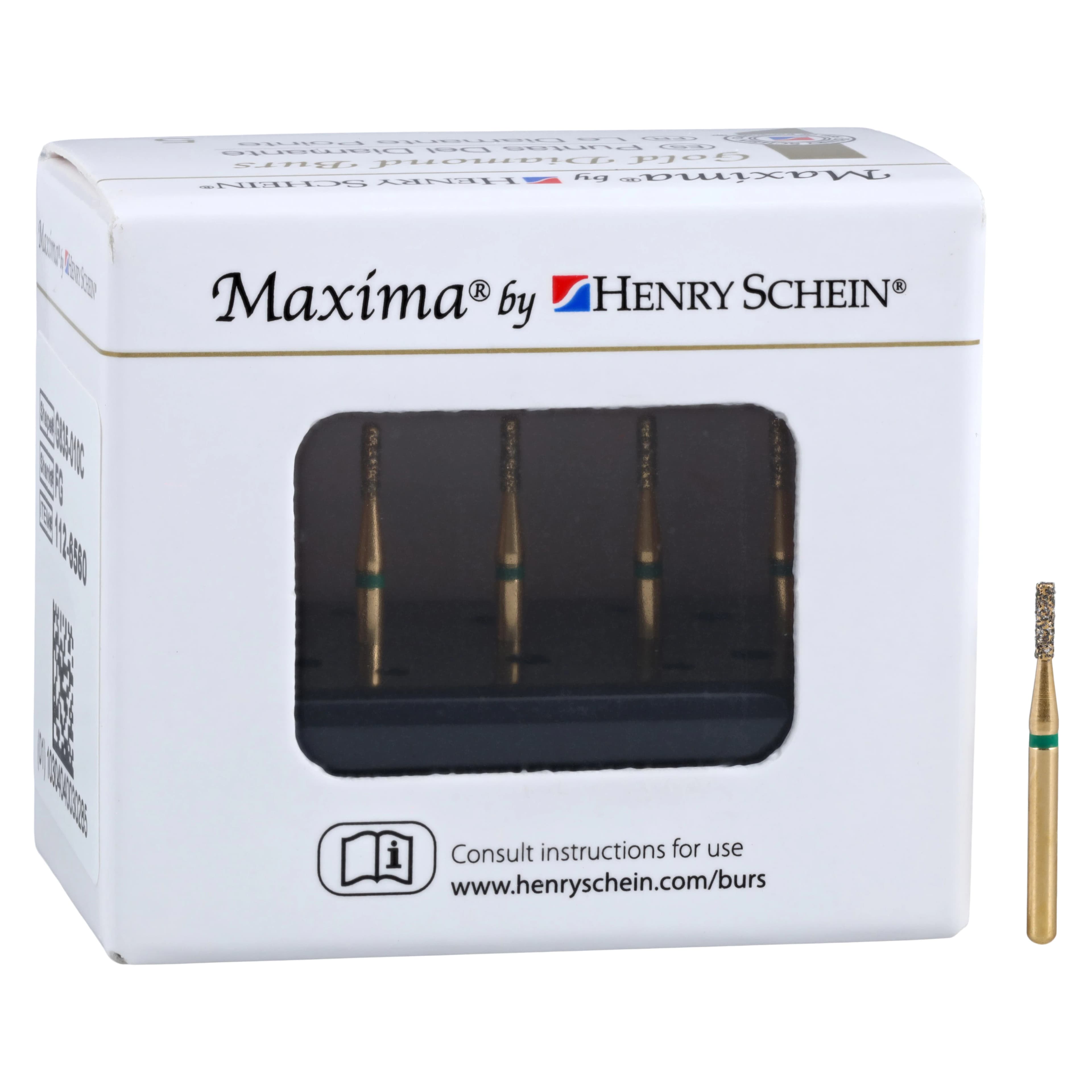 MAXIMA GOLD Diamond FG Flat End Cylinder Bur, Coarse, Friction Grip, 4.0 mm, G835-010C, 5/Pk thumbnail 4