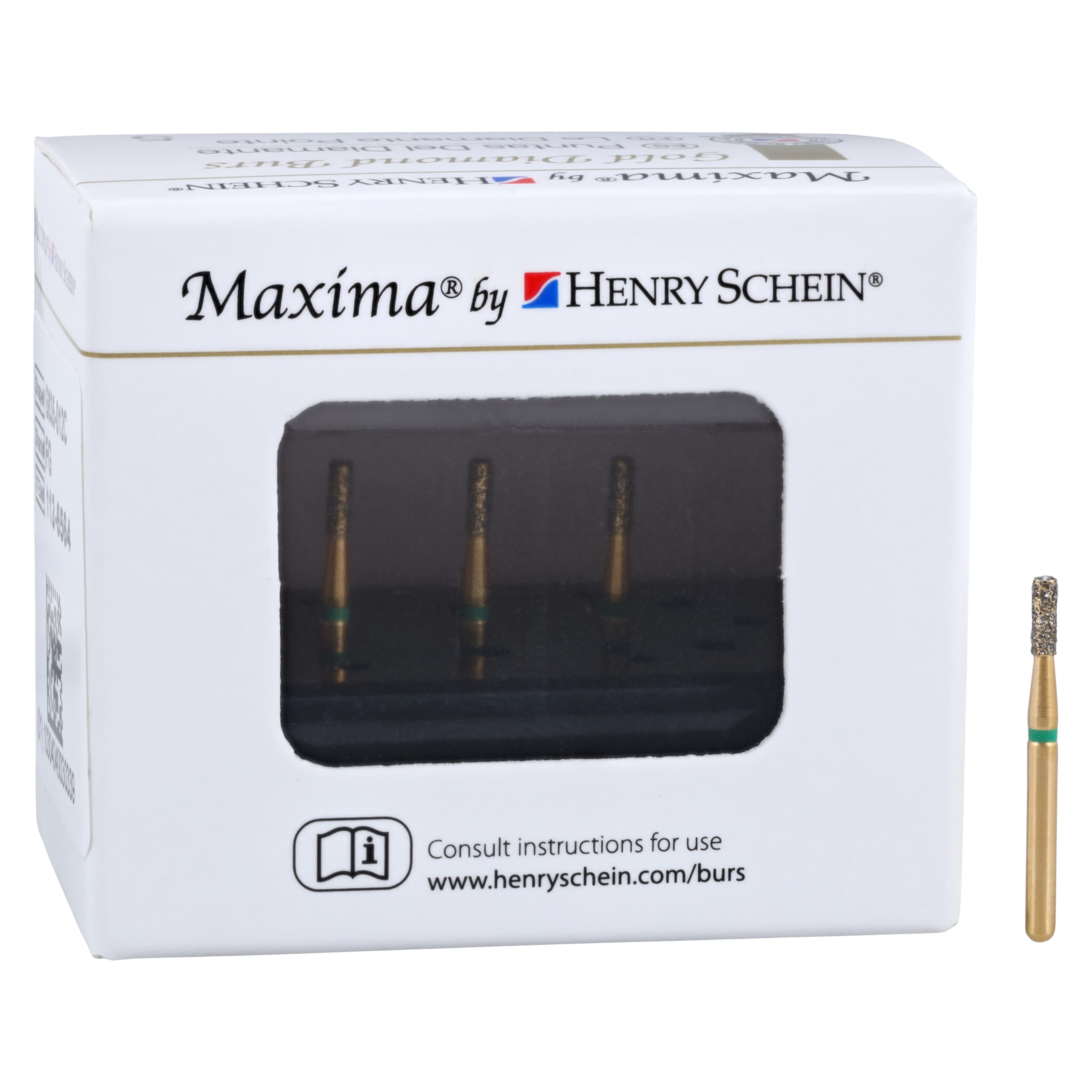 MAXIMA GOLD Diamond FG Flat End Cylinder Bur, Coarse, Friction Grip, 4.0 mm, G835-012C, 5/Pk thumbnail 4