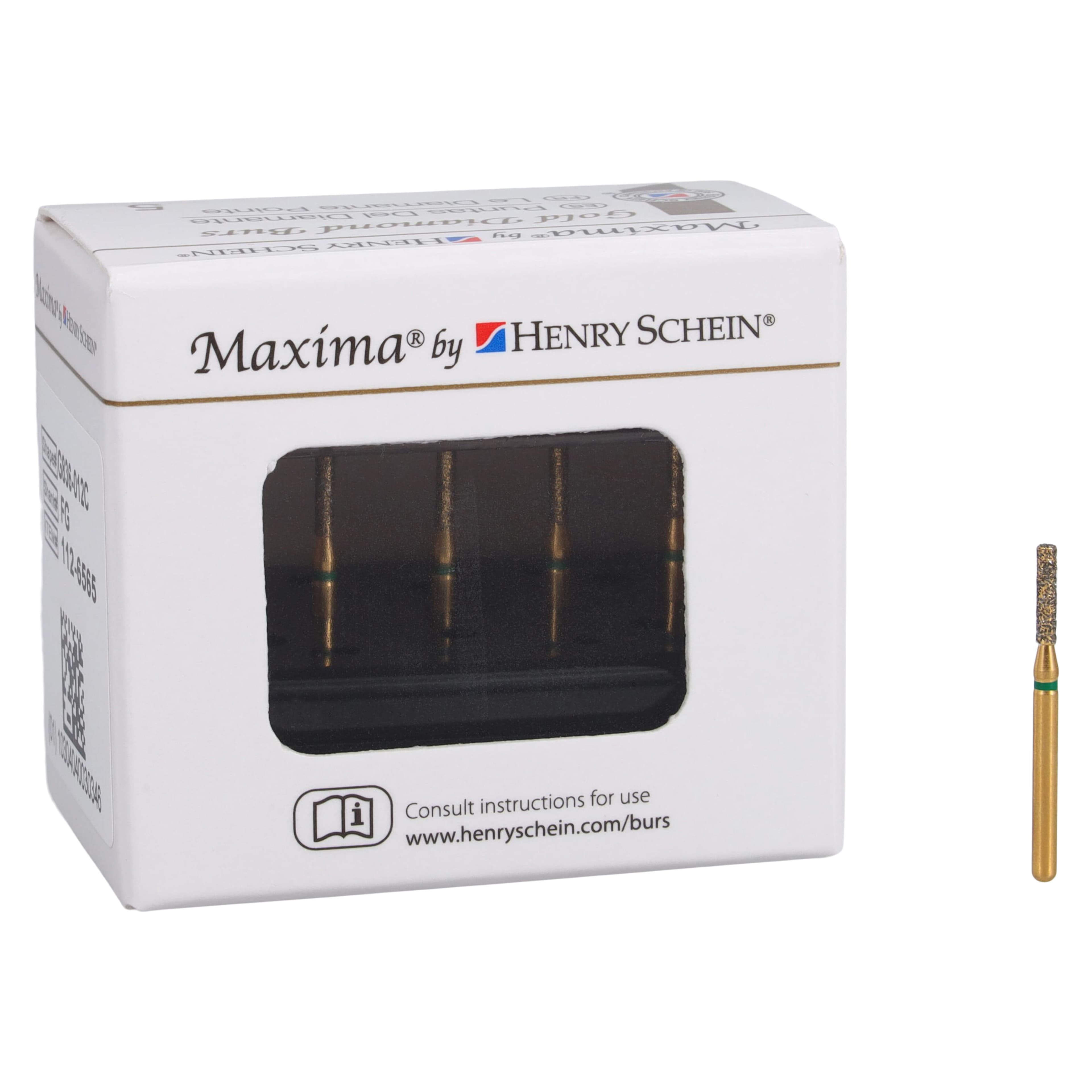 MAXIMA GOLD Diamond FG Flat End Cylinder Bur, Coarse, Friction Grip, 6.0 mm, G836-012C, 5/Pk thumbnail 4