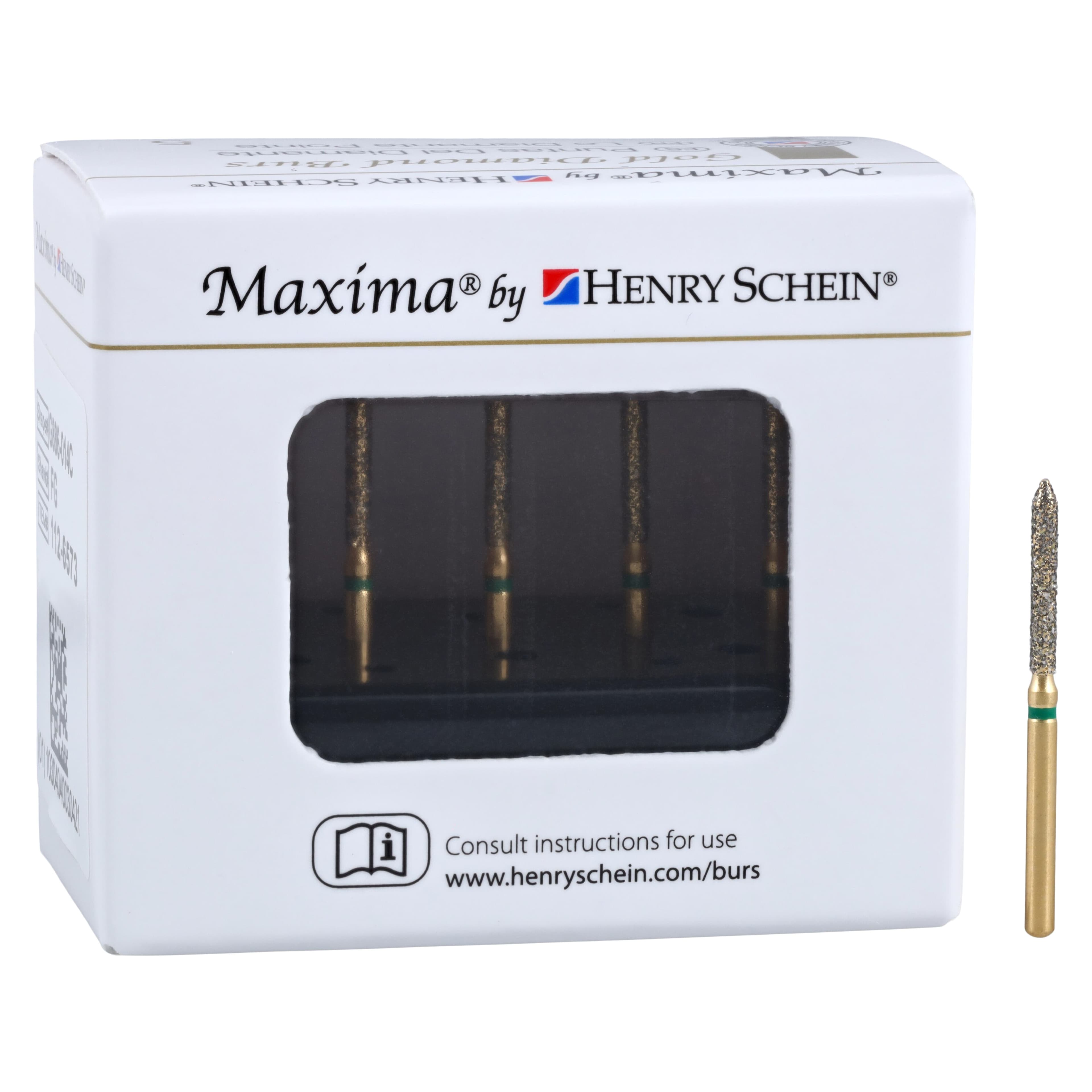 MAXIMA GOLD Diamond FG Beveled Cylinder Bur, Coarse, Friction Grip, 10.0 mm, G886-014C, 5/Pk thumbnail 4