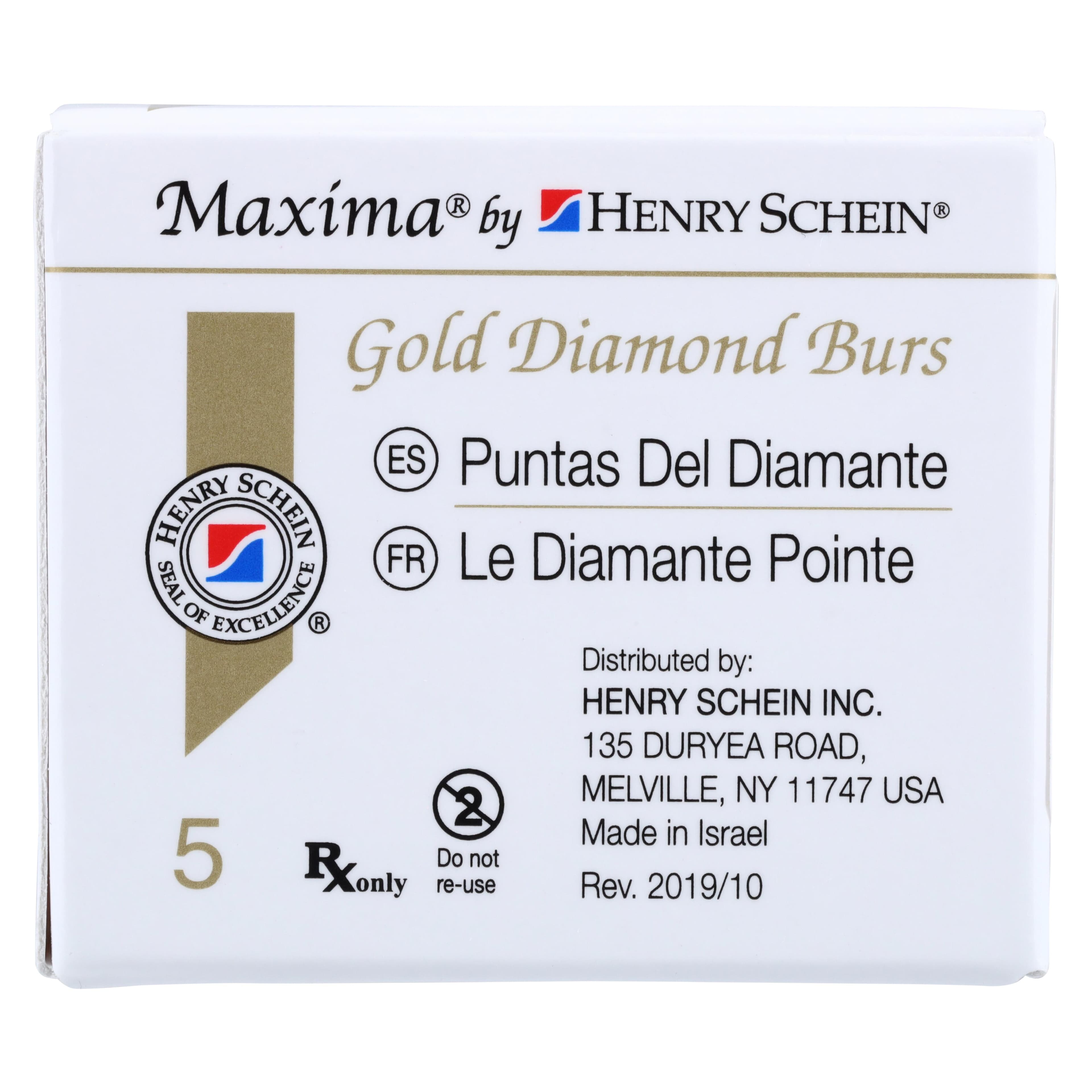 MAXIMA GOLD Diamond FG Beveled Cylinder Bur, Coarse, Friction Grip, 10.0 mm, G886-014C, 5/Pk thumbnail 6