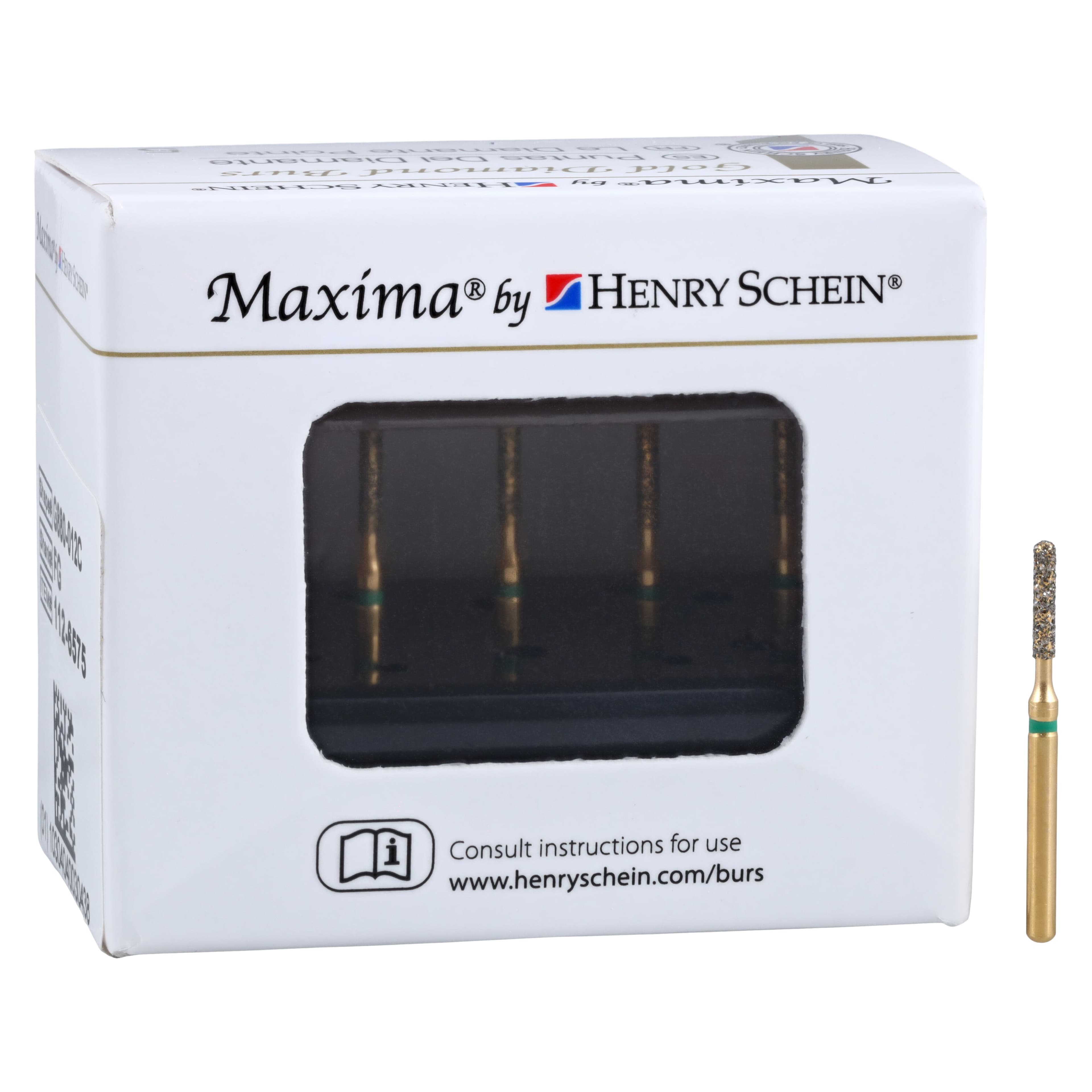 MAXIMA GOLD Diamond FG Bur, Friction Grip, Coarse, Round End Cylinder, 6.0 mm, G880-012C, 5/Pk thumbnail 4