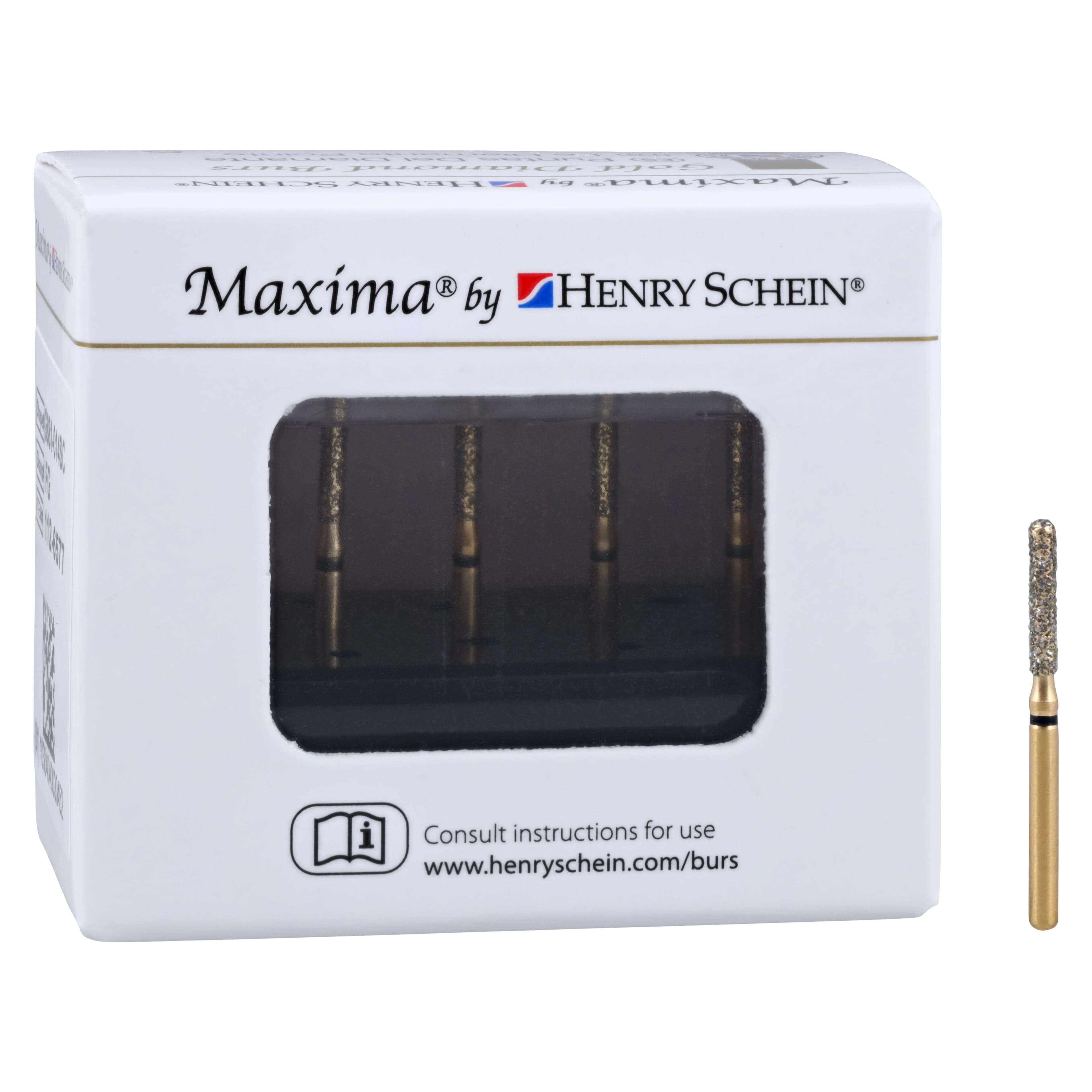 MAXIMA GOLD Diamond FG Bur, Super Coarse, Round End Cylinder, 8.0 mm, Friction Grip, G881-014SC, 5/Pk thumbnail 5