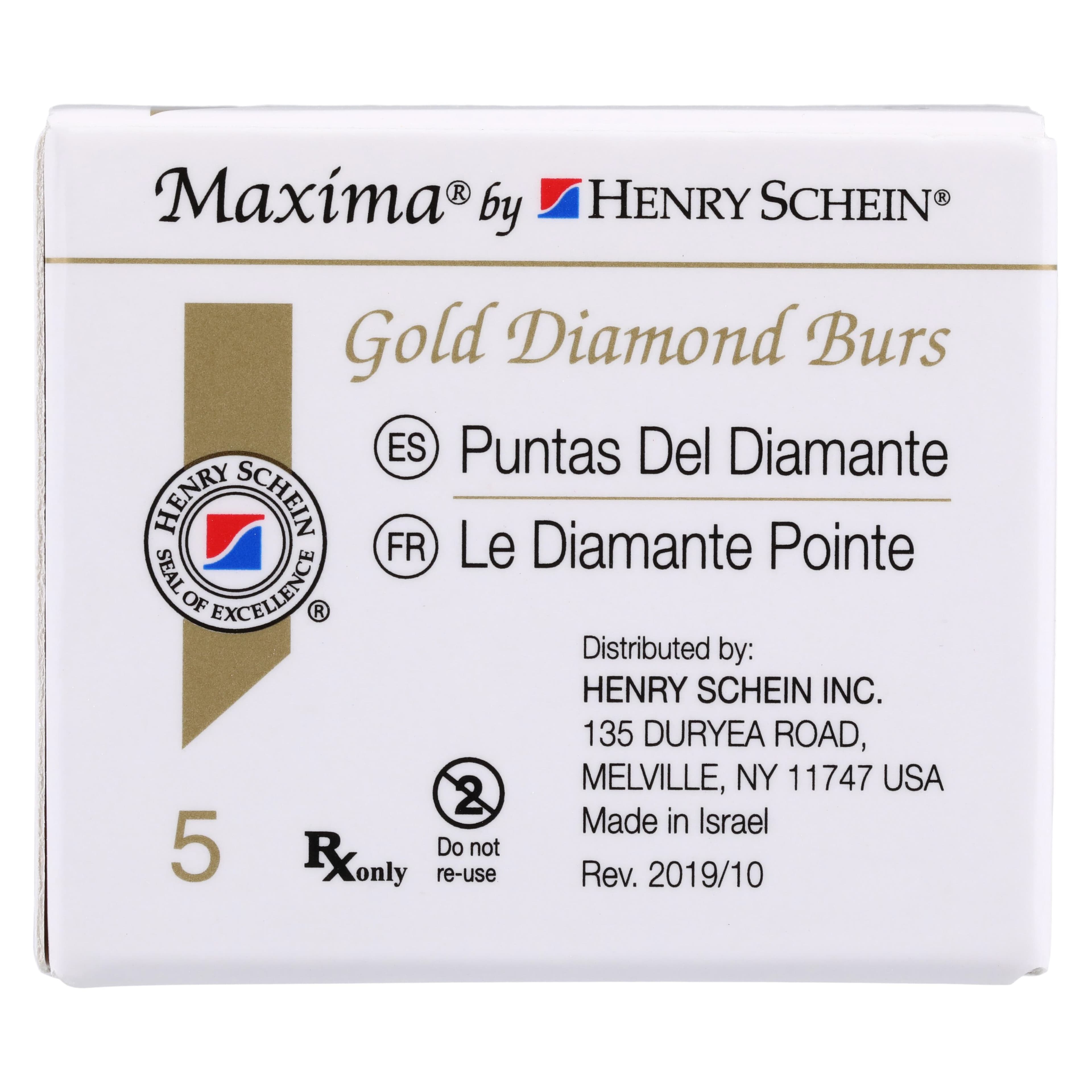 MAXIMA GOLD Diamond FG Bur, Friction Grip, Coarse, Flat End Taper, 10.0 mm, G848-012C, 5/Pk thumbnail 6