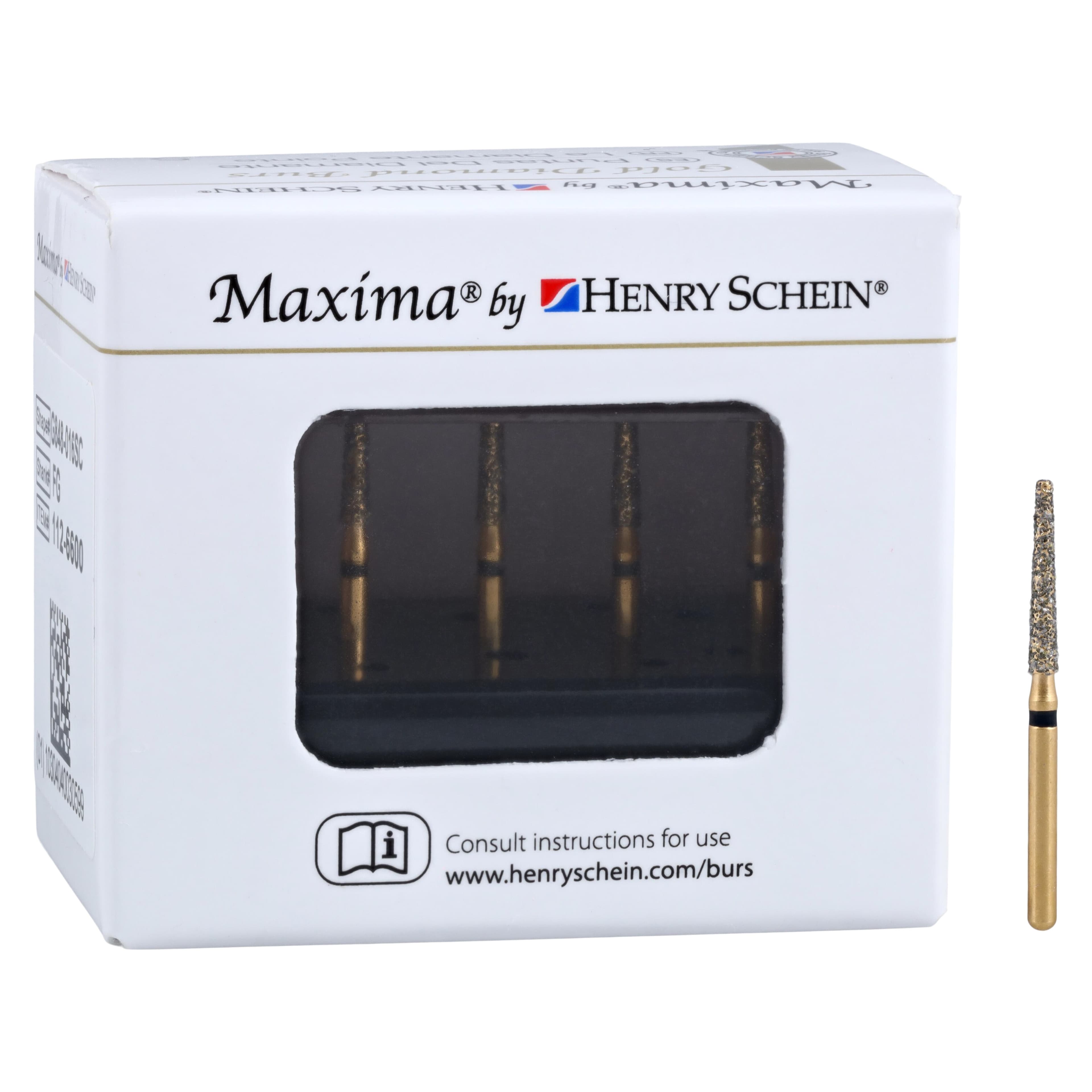 MAXIMA GOLD Diamond FG Bur, Friction Grip, Short, Super Coarse, Flat End Taper, 10.0 mm, G848-016SC, 5/Pk thumbnail 4