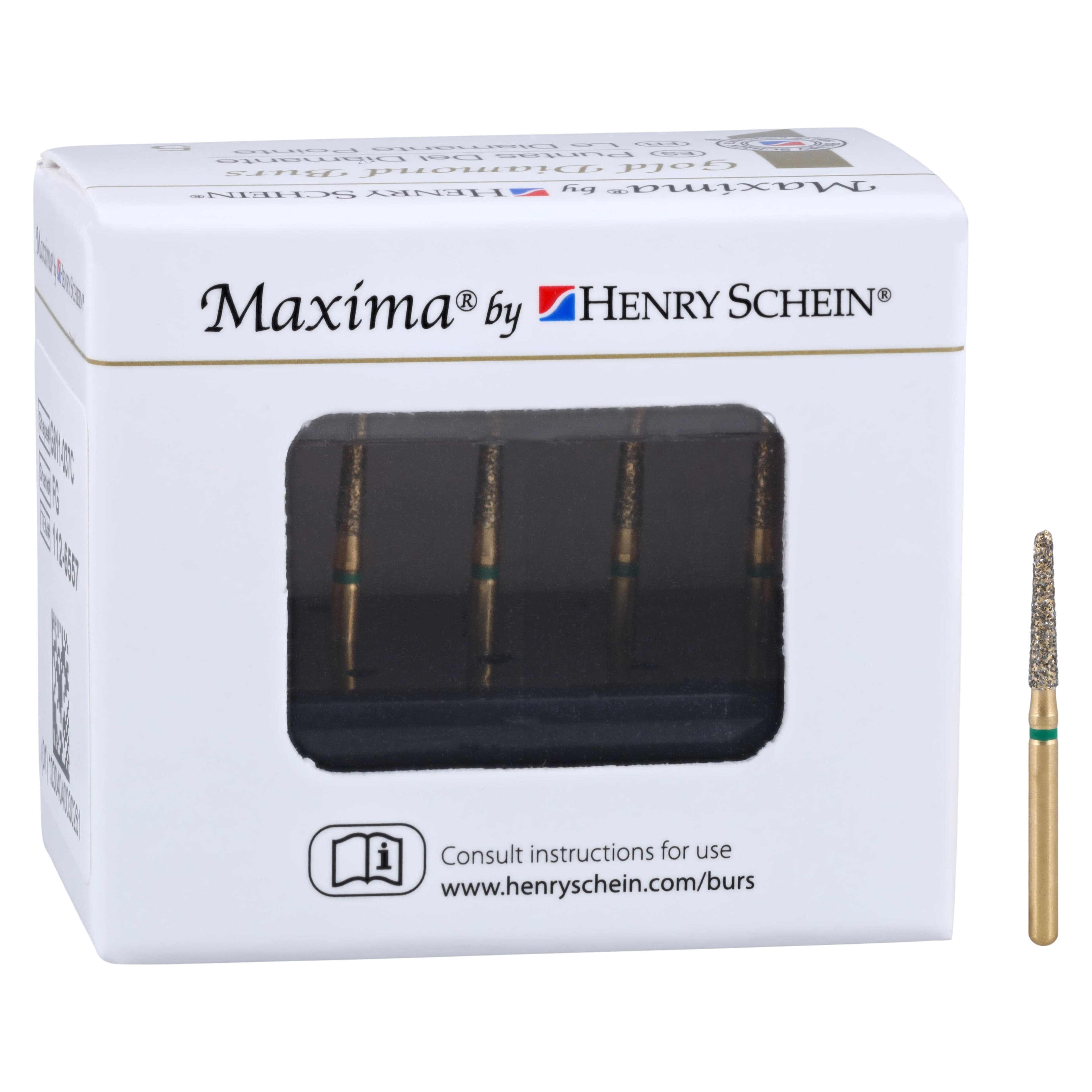 MAXIMA GOLD Diamond FG Bur, Friction Grip, Coarse, Round End Taper, 8.0 mm, G856-016C, 5/Pk thumbnail 4