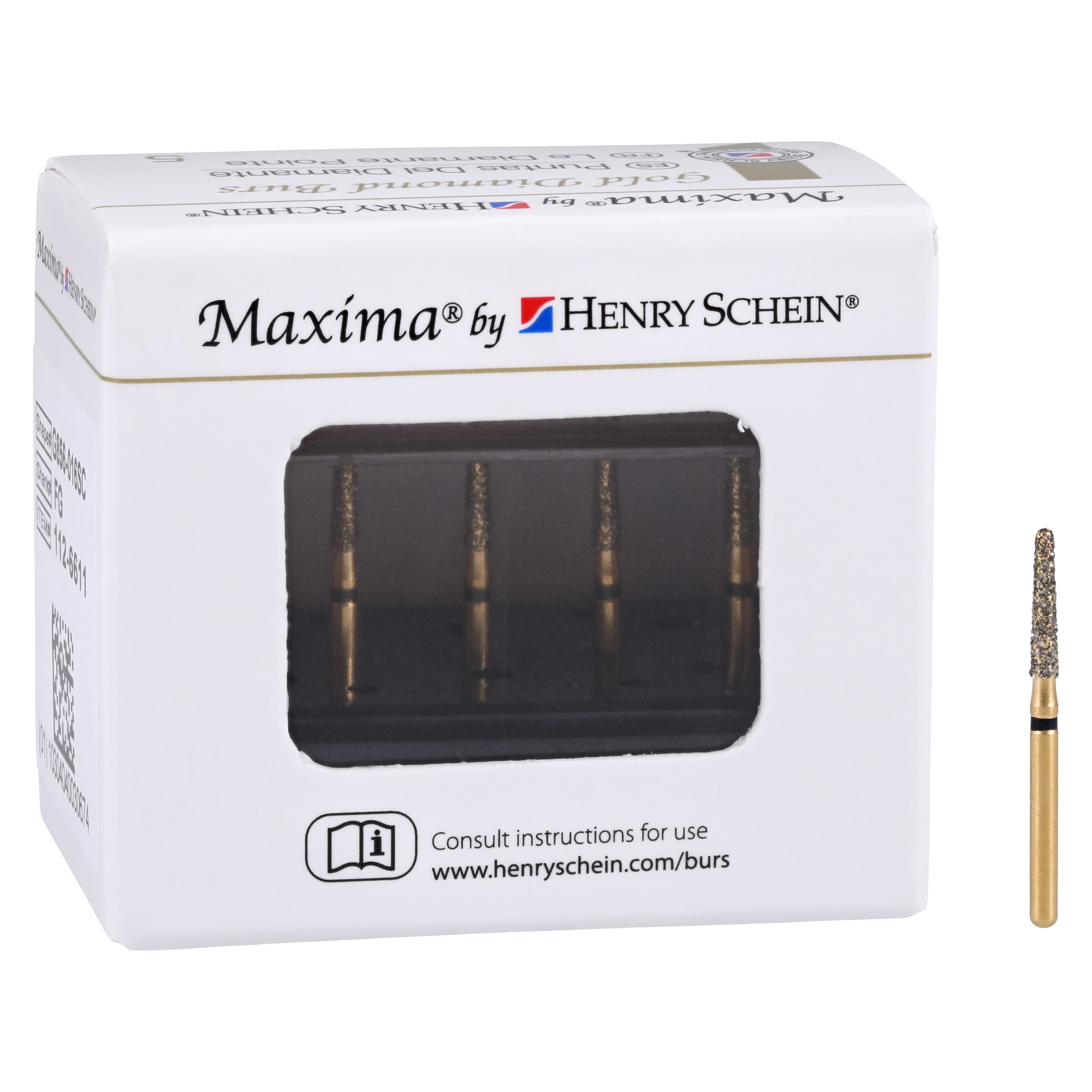 MAXIMA GOLD Diamond FG Bur, Super Coarse, Round End Taper, 8.0 mm, G856-016SC, 5/Pk thumbnail 4