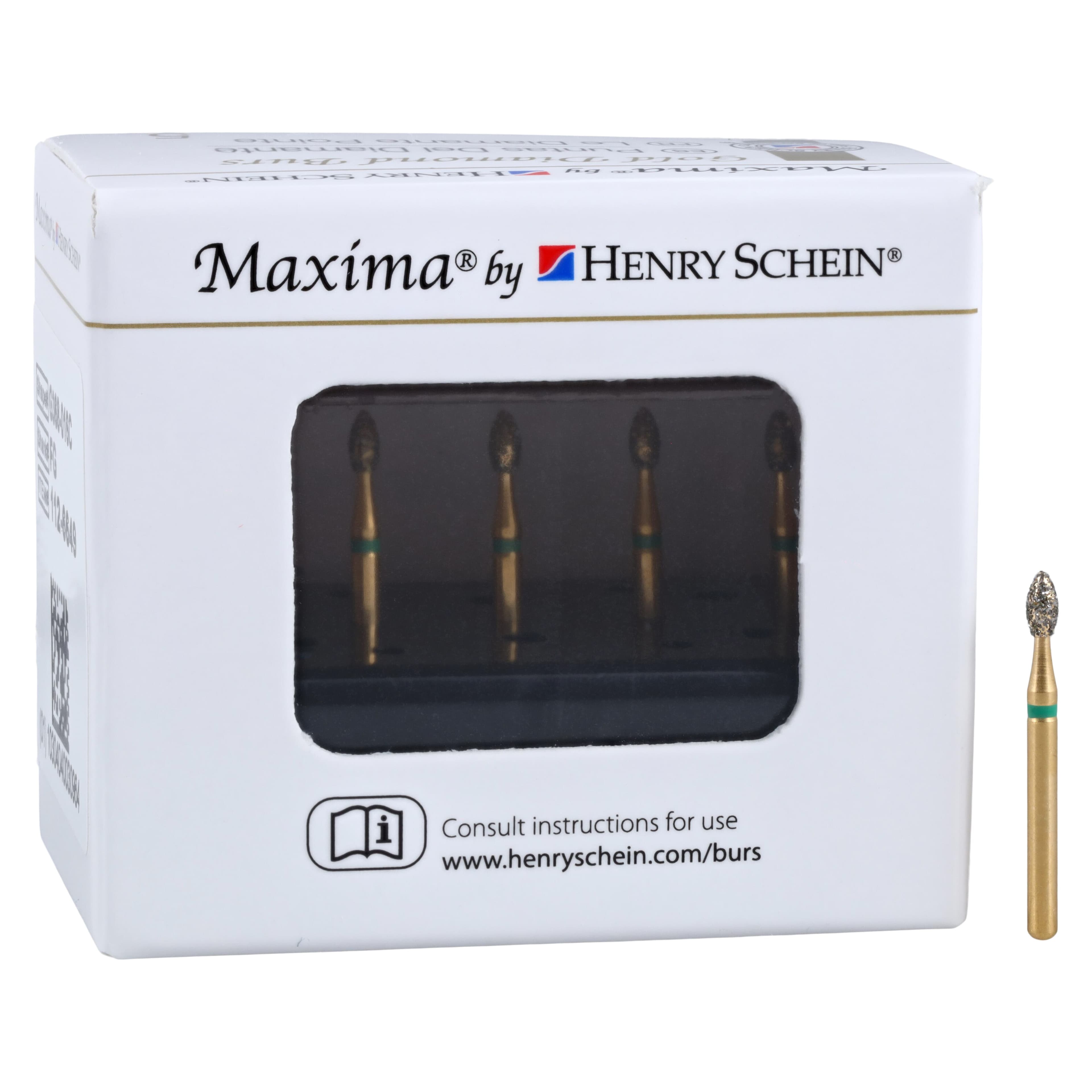 MAXIMA GOLD Diamond FG Pointed Football Bur, Coarse, Friction Grip, 3.2 mm, G368-016C, 5/Pk thumbnail 4