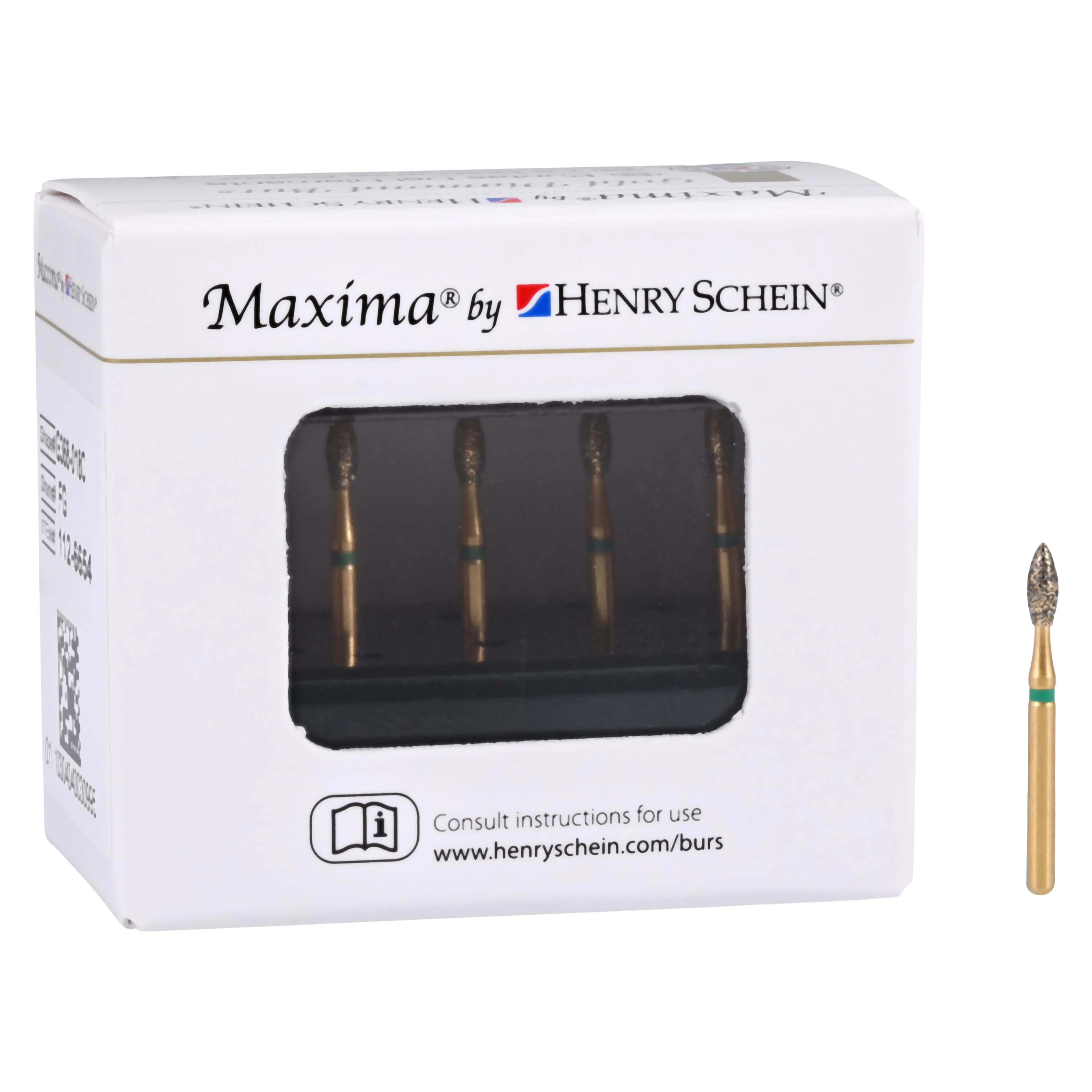 MAXIMA GOLD Diamond FG Pointed Football Bur, Coarse, Friction Grip, 4.6 mm, G368-018C, 5/Pk thumbnail 4