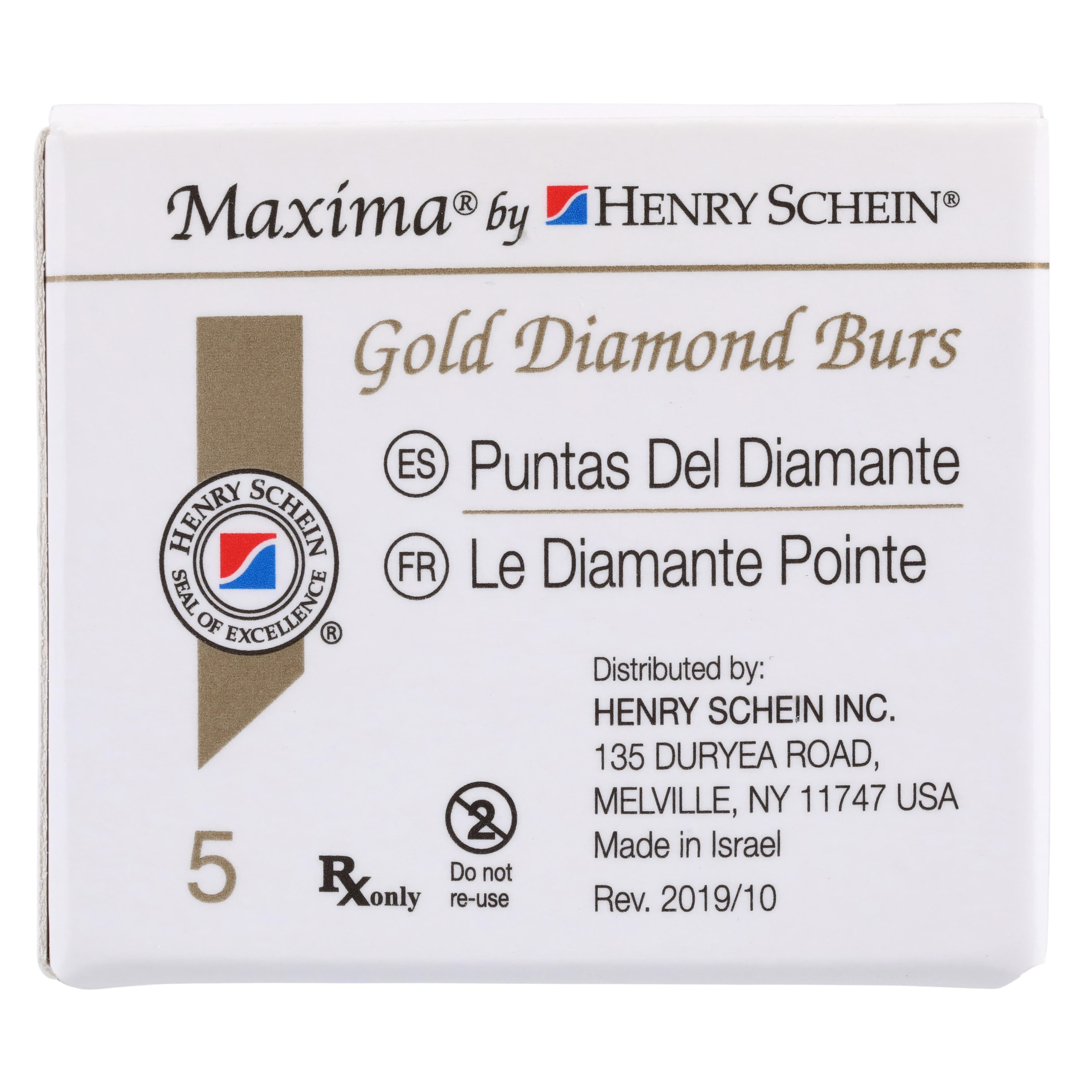 MAXIMA GOLD Diamond FG Bur, Friction Grip, Medium Pointed Football, 5.0 mm, G368-023M, 5/Pk thumbnail 6