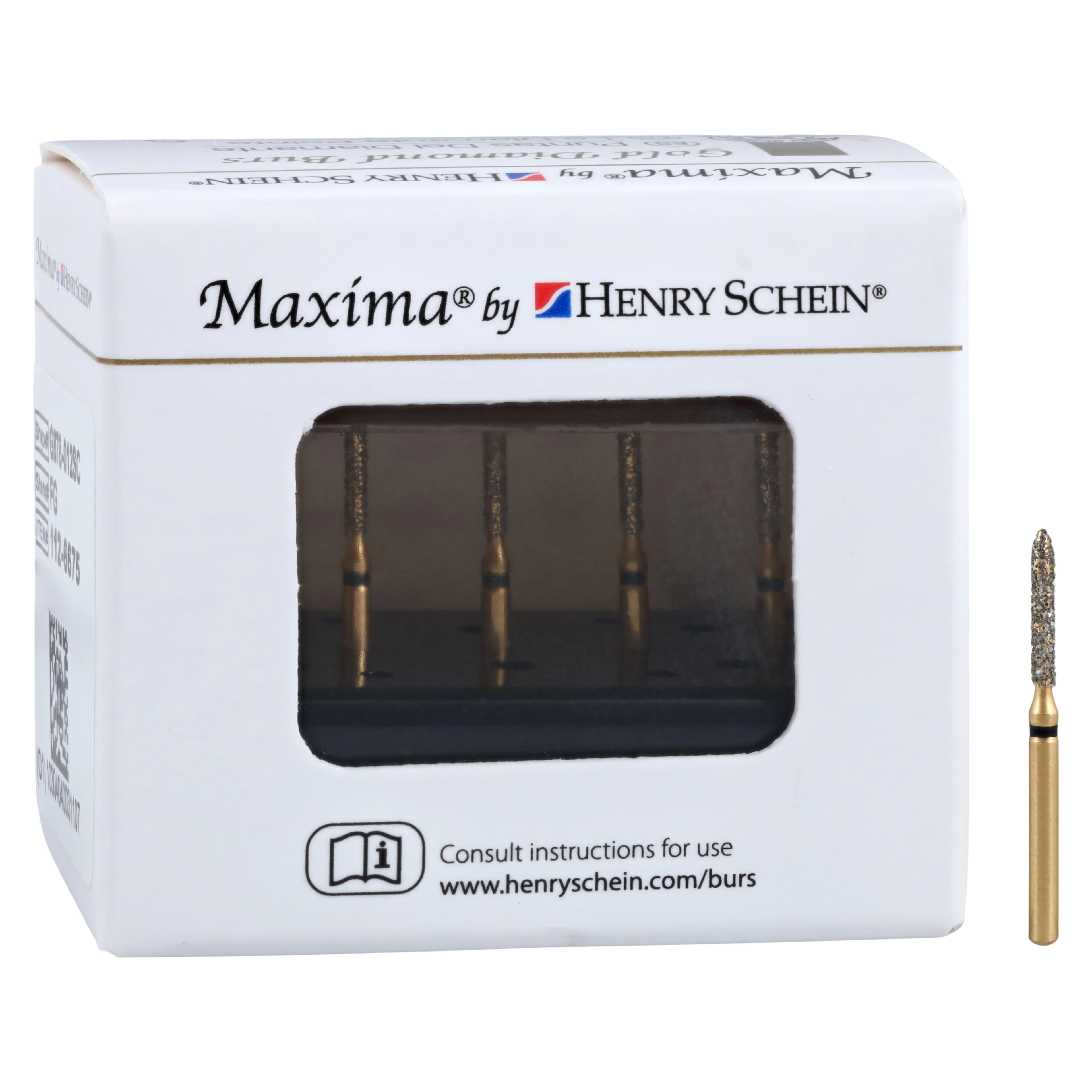 MAXIMA GOLD Diamond FG Beveled Cylinder, Super Coarse, 8.0 mm, G878-012SC, 5/Pk thumbnail 4