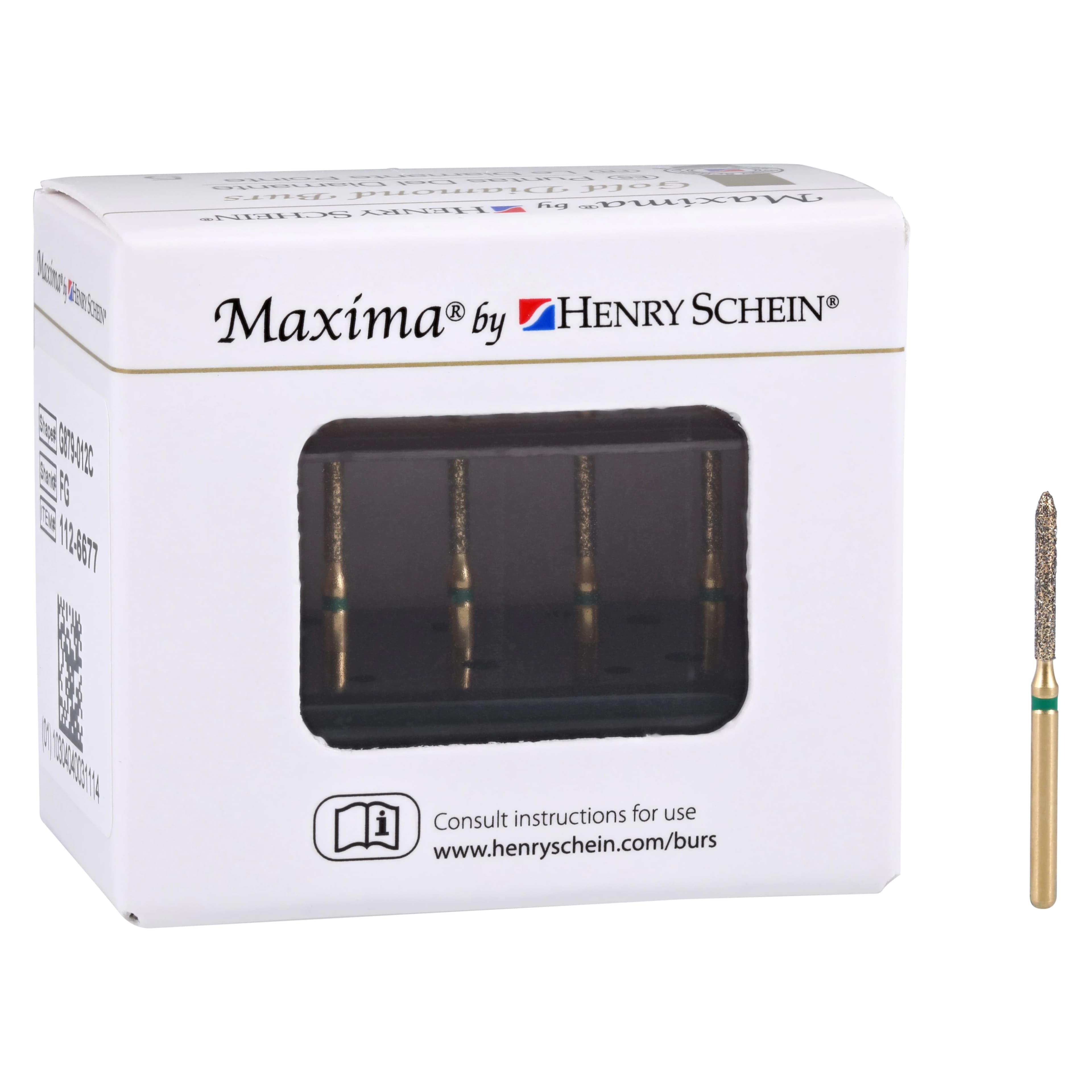MAXIMA GOLD Diamond FG Beveled Cylinder Bur, Coarse, Friction Grip, 9.5mm, G879-012C, 5/Pk thumbnail 4