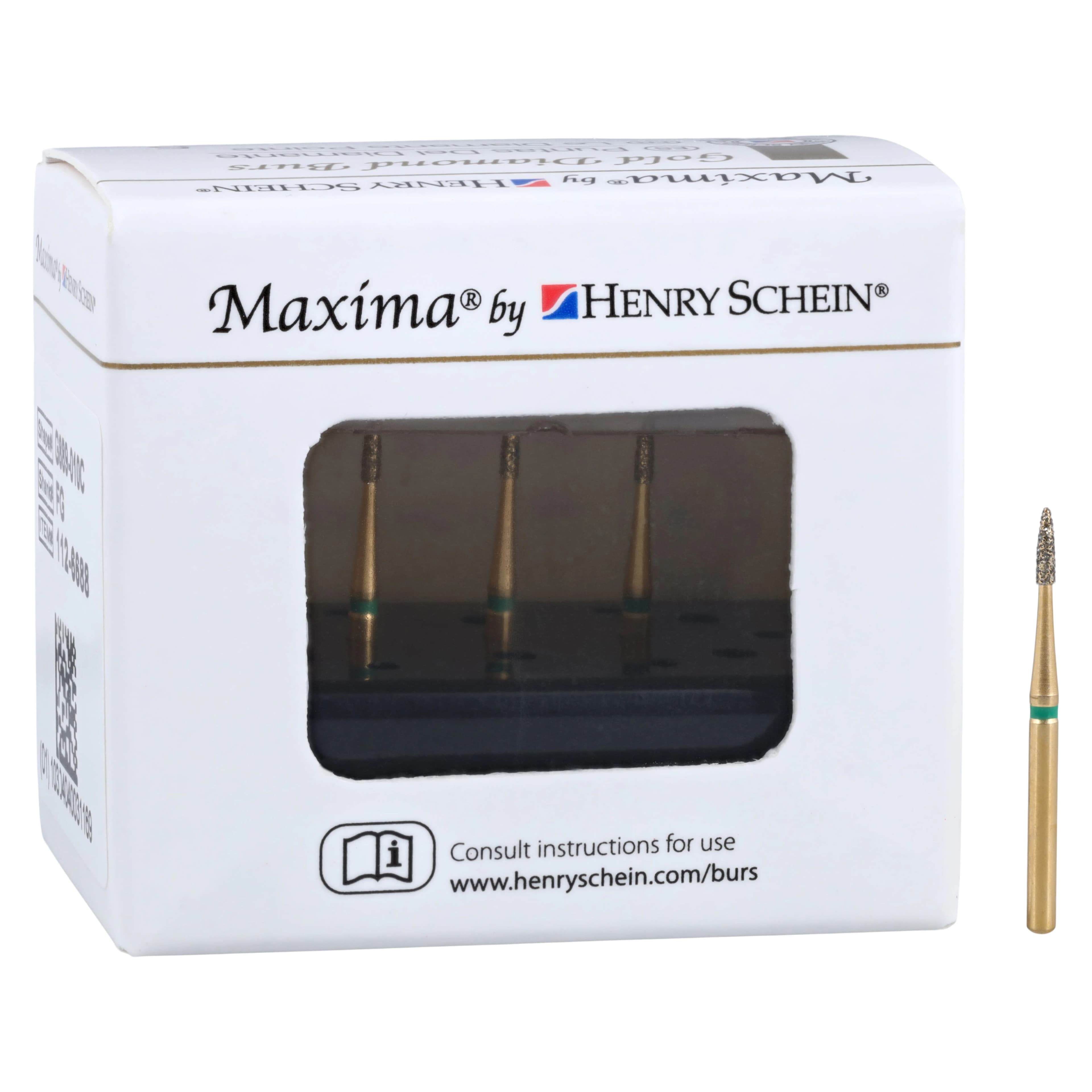 MAXIMA GOLD Diamond FG Bur, Friction Grip, Coarse Flame, 4.0 mm, G889-010C, 5/Pk thumbnail 4
