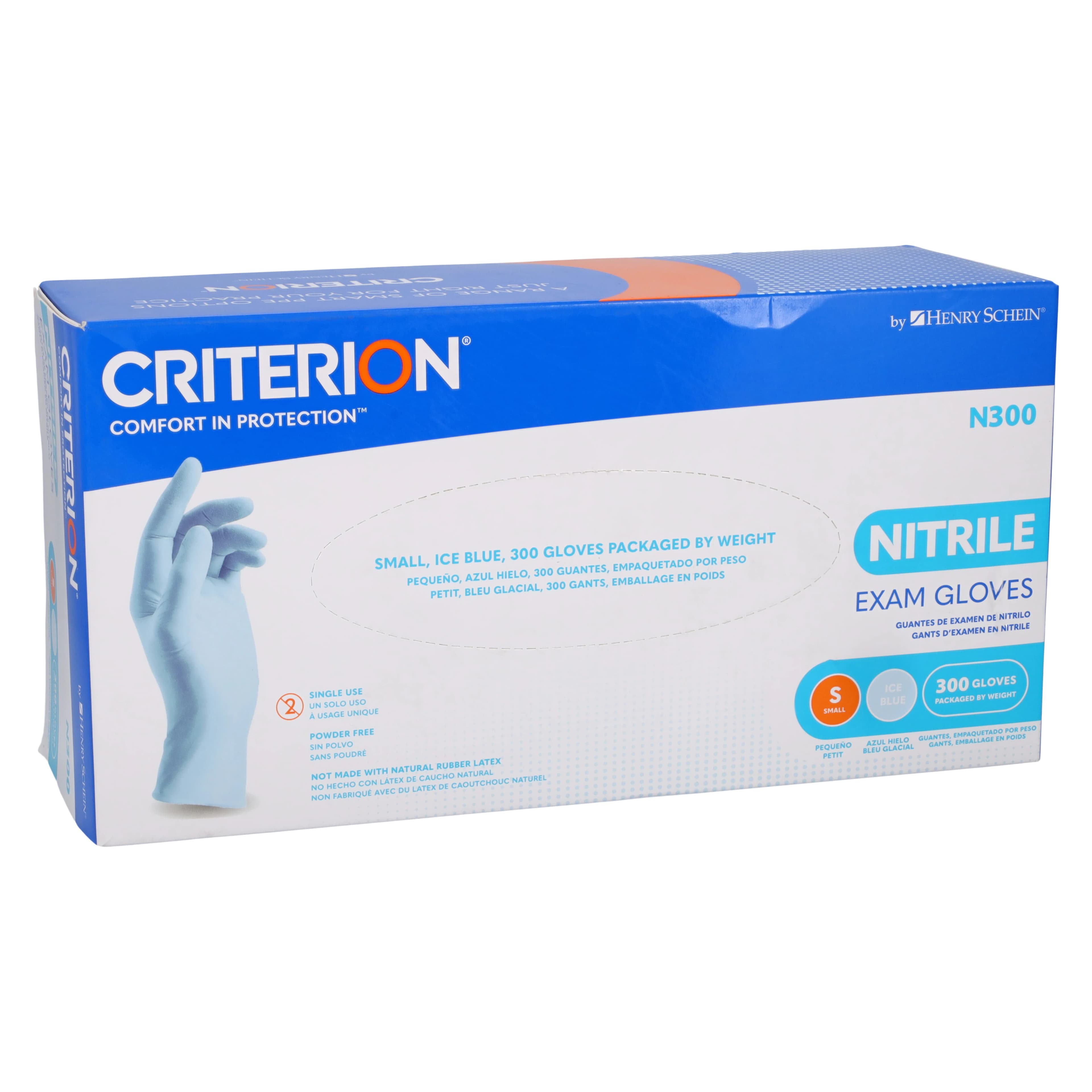 Criterion N300 Nitrile Exam Gloves, Small, Ice Blue, Non-Sterile, 300/Box thumbnail 3