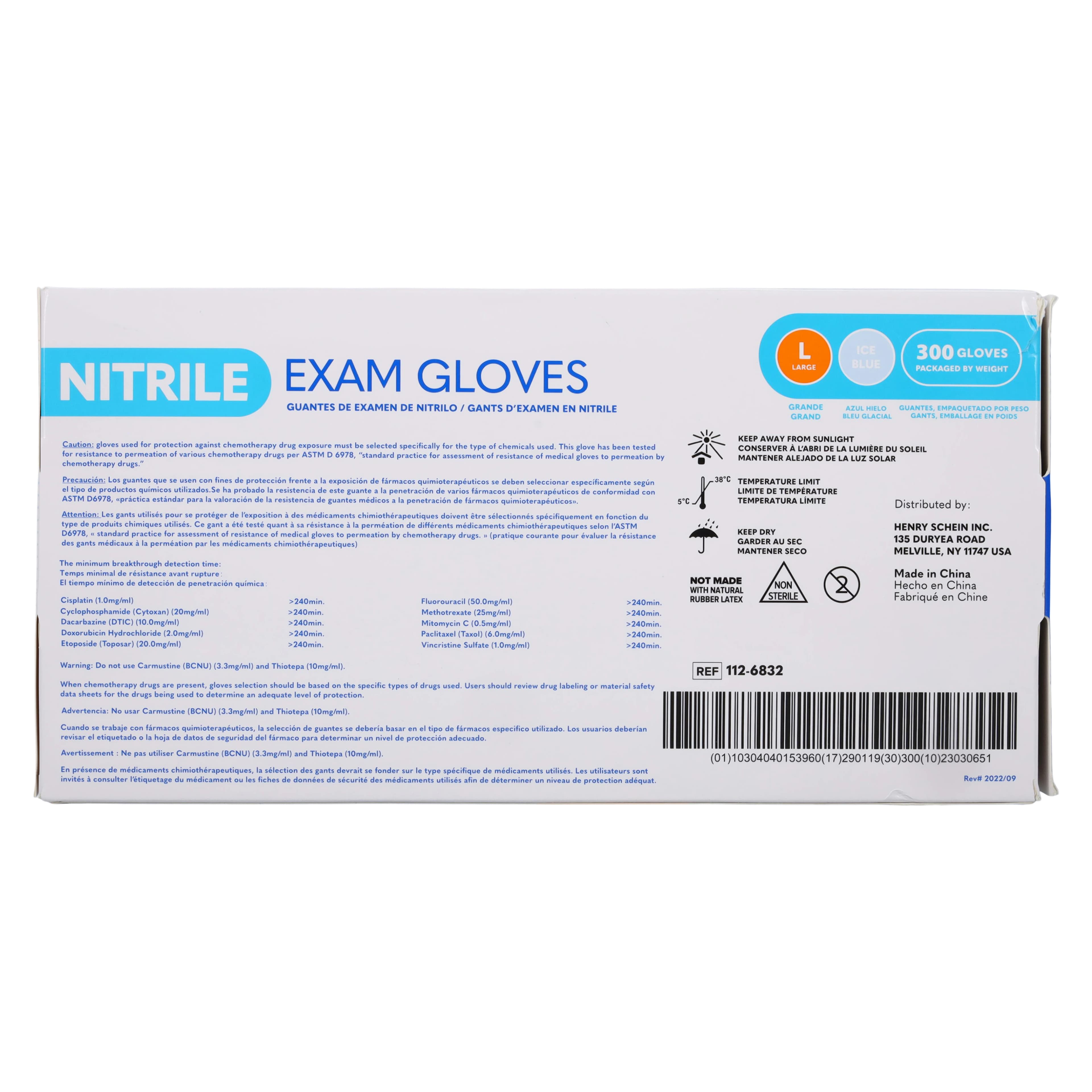 Criterion N300 Nitrile Exam Gloves, Large, Ice Blue, Non-Sterile, 300/Box thumbnail 4