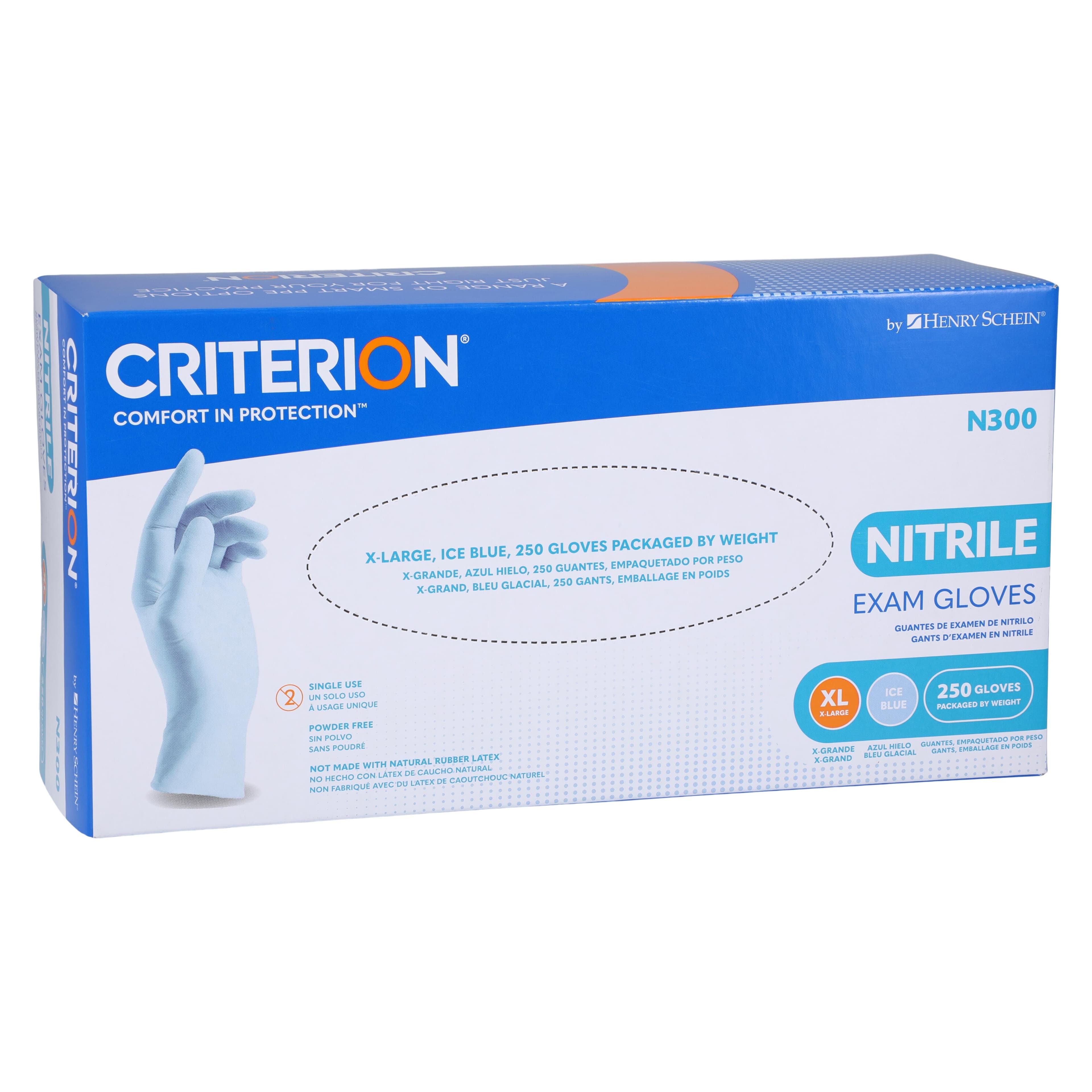 Criterion N300 Nitrile Exam Gloves, Ice Blue, X-Large, Non-Sterile, 250/Box thumbnail 4