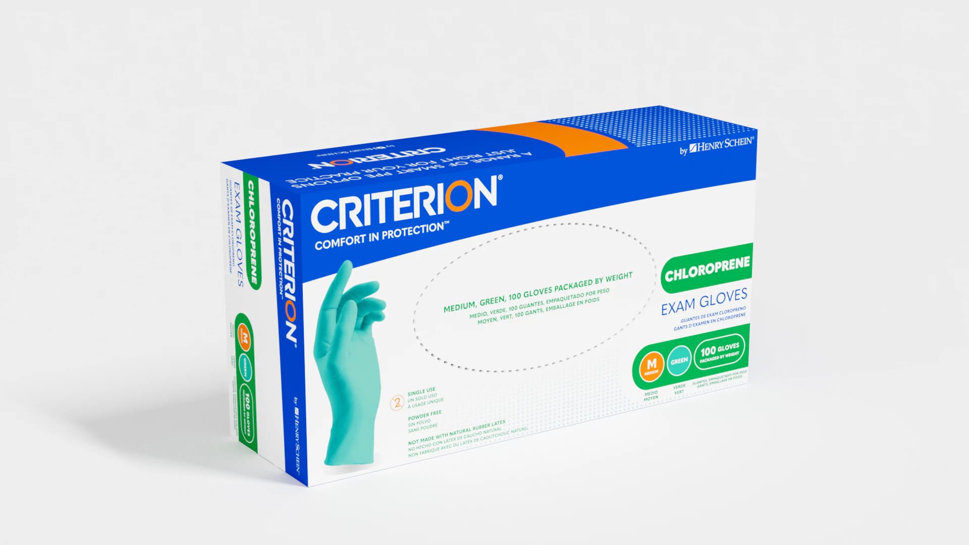 Criterion Chloroprene Exam Gloves, X-Small, Green, Non-Sterile, 100/Box thumbnail 2