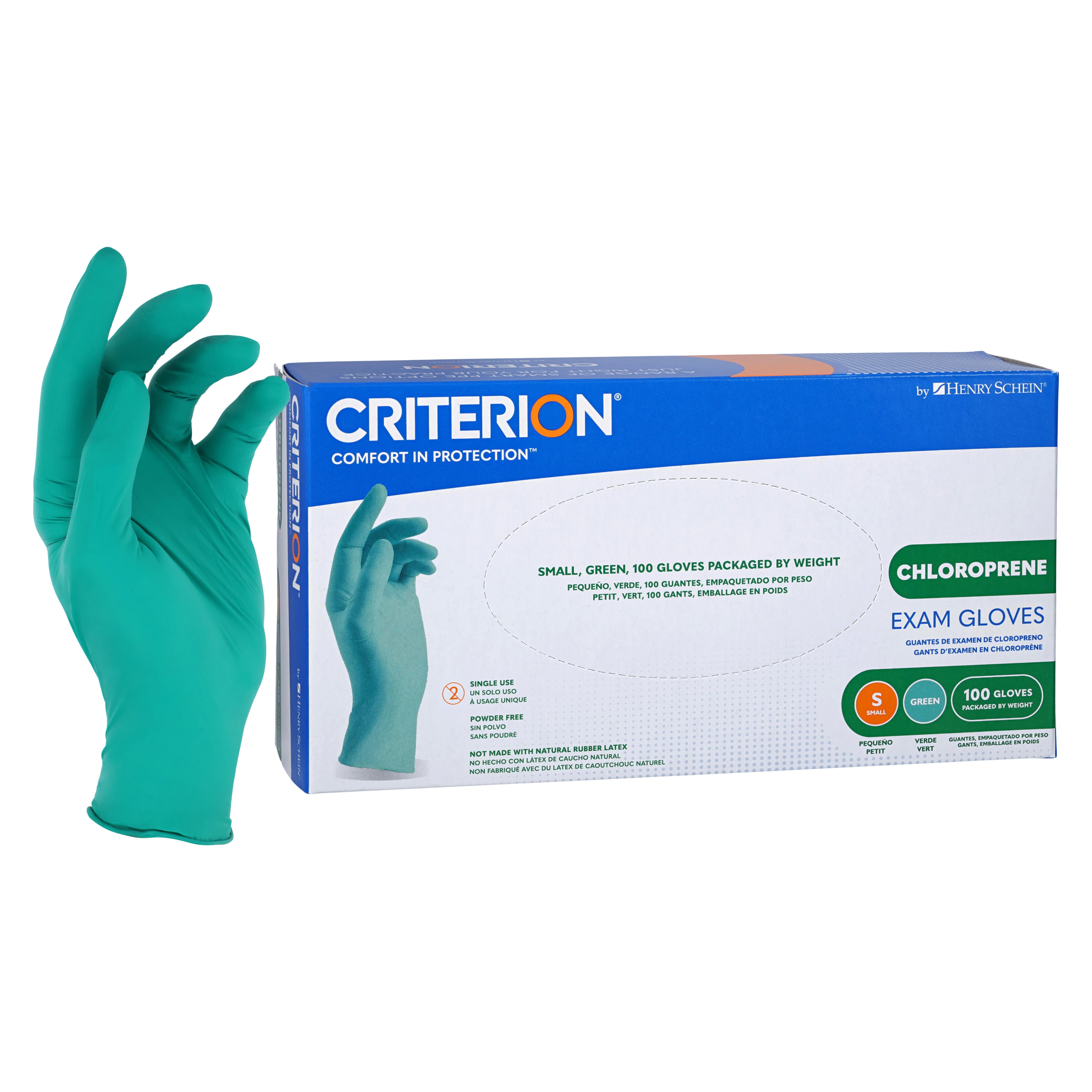 Criterion Chloroprene Exam Gloves, Small, Green, Non-Sterile, 100/Box - Criterion Chloroprene Exam Gloves - Image 1