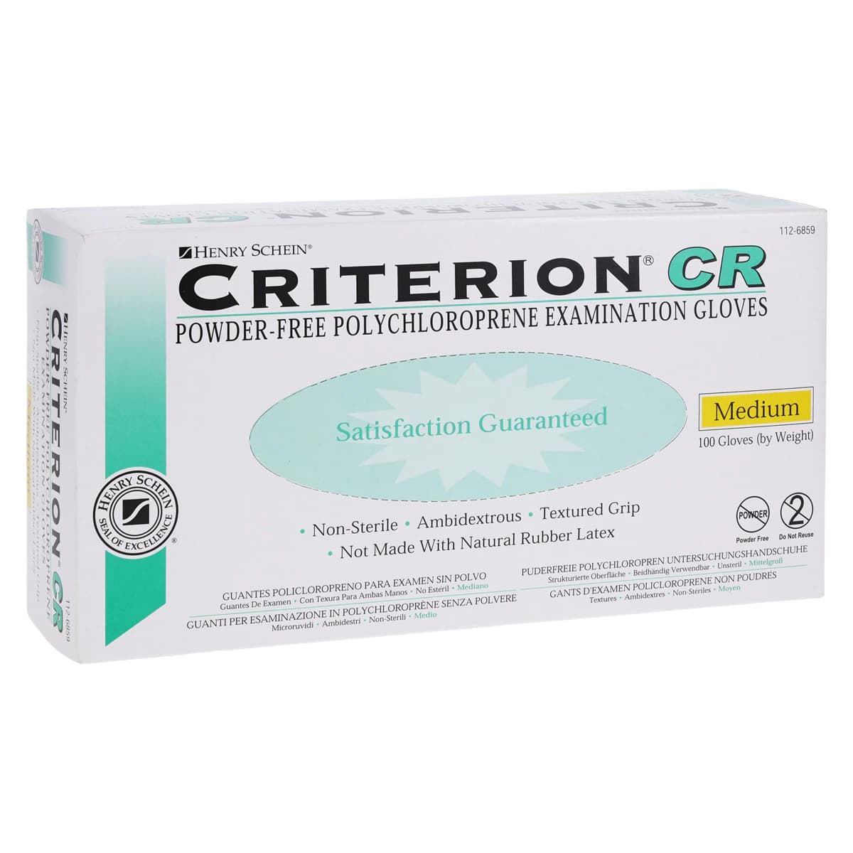 Criterion Chloroprene Exam Gloves, Medium, Green, Non-Sterile, 100/Box thumbnail 3