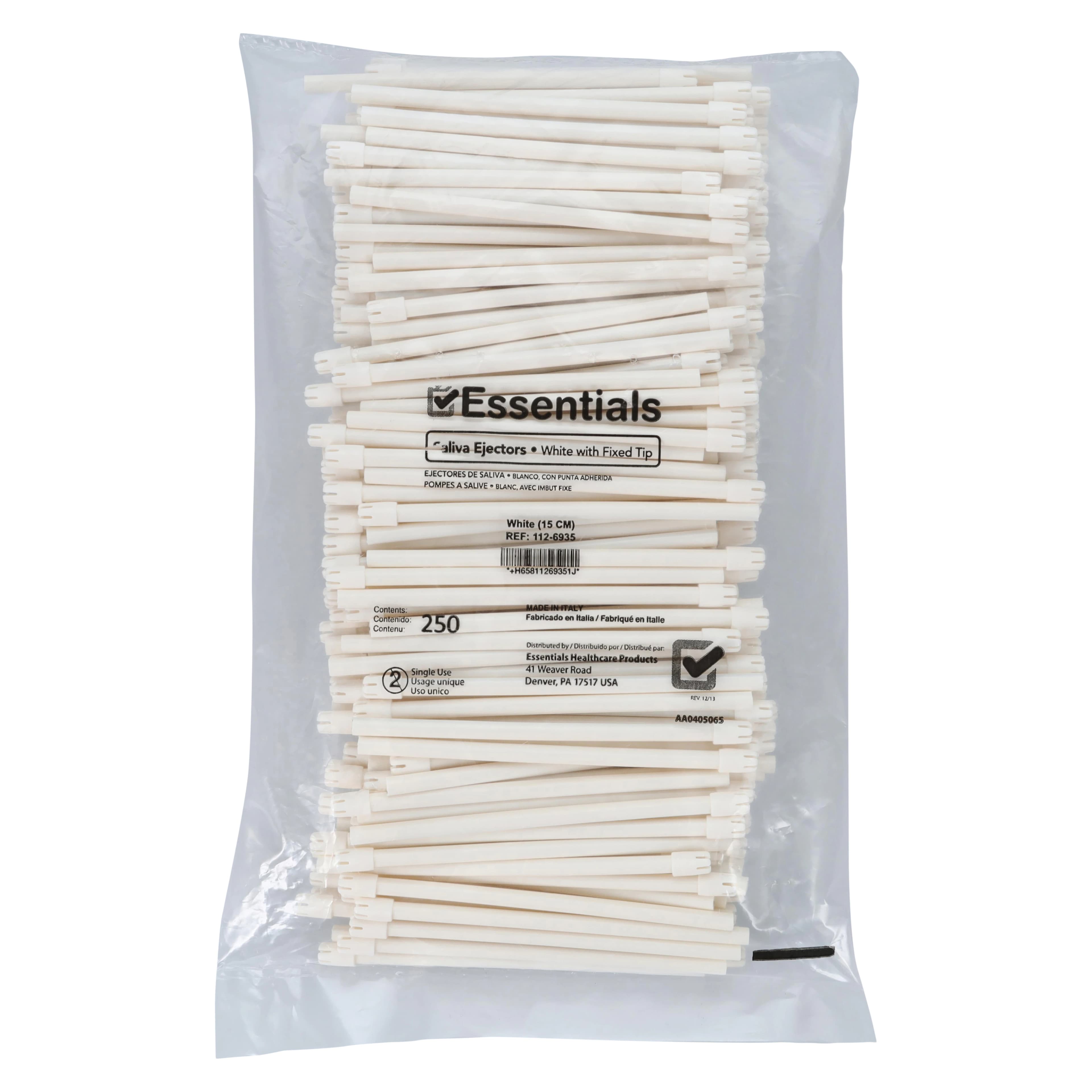 Essentials Saliva Ejectors, White, Disposable, 250/Bag thumbnail 3