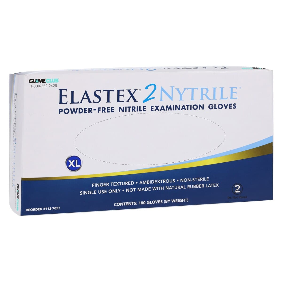 Elastex 2 Nitrile Exam Gloves, Powder-Free, Non-Sterile, X-Large, Powder Blue thumbnail 4