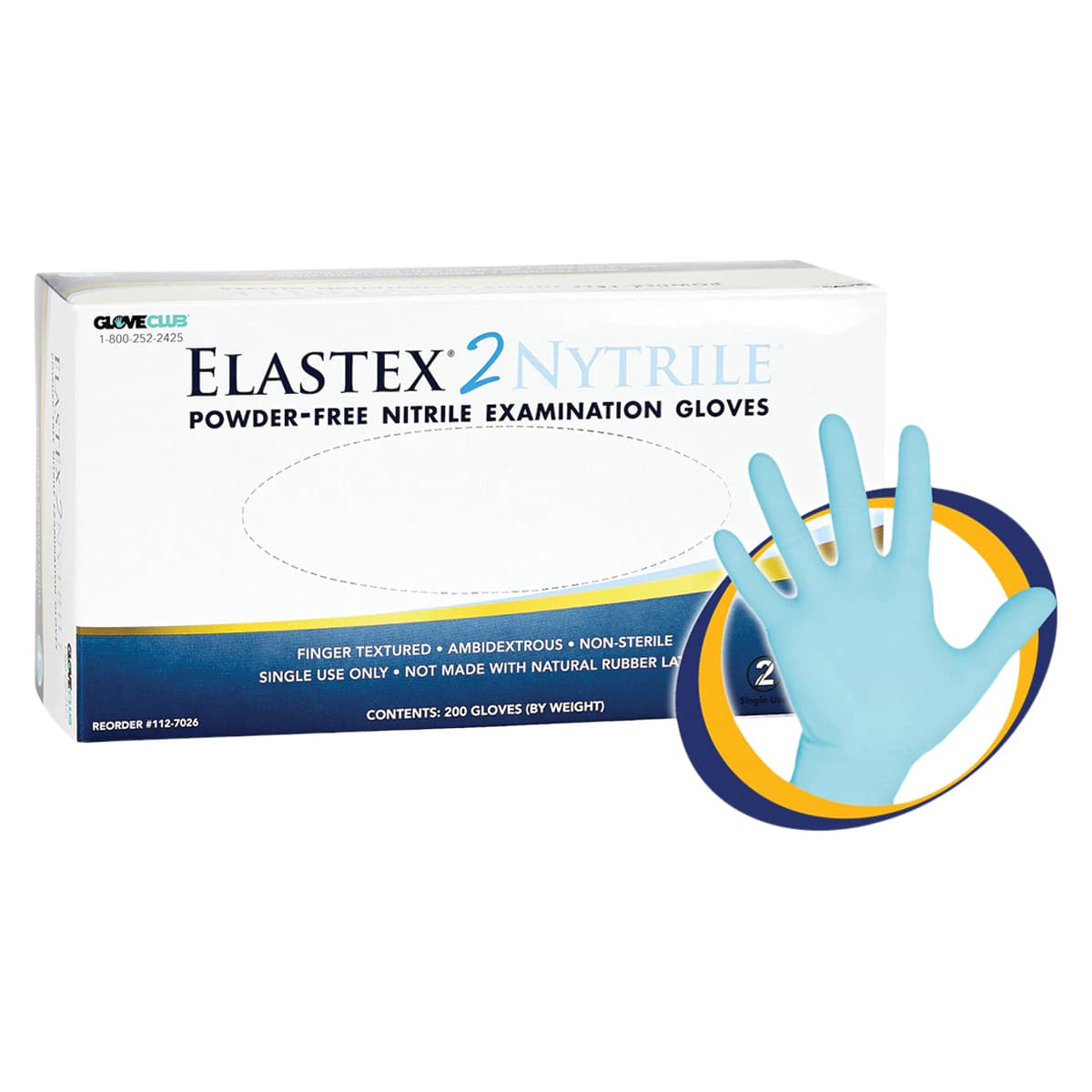 Elastex 2 Nitrile Exam Gloves, Powder-Free, Non-Sterile, X-Large, Powder Blue - Elastex 2 Nitrile PF Glove - Image 1