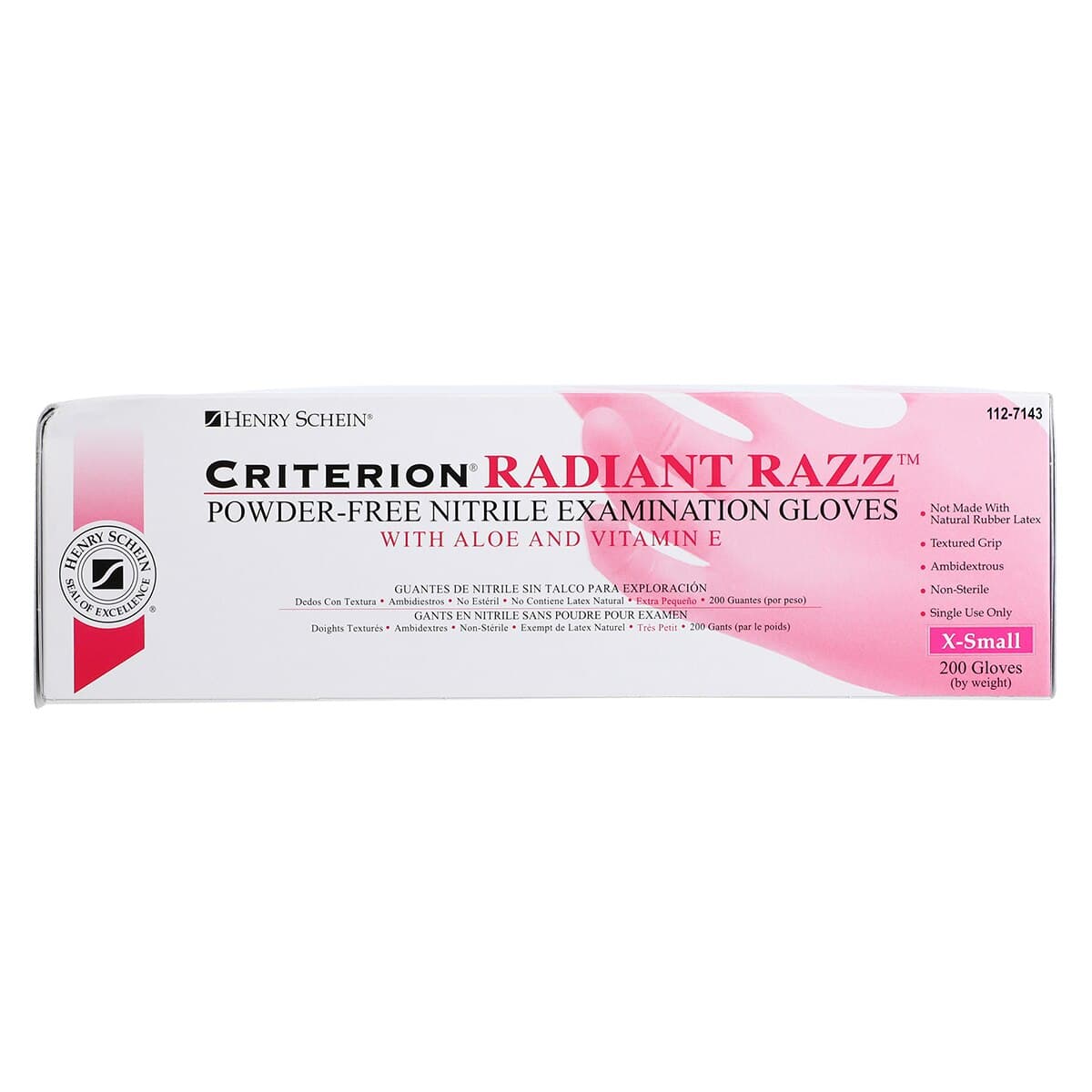 Criterion Nitrile Exam Aloe + Vitamin E Gloves, X-Small, Magenta Pink, Non-Sterile, 200/Box thumbnail 5