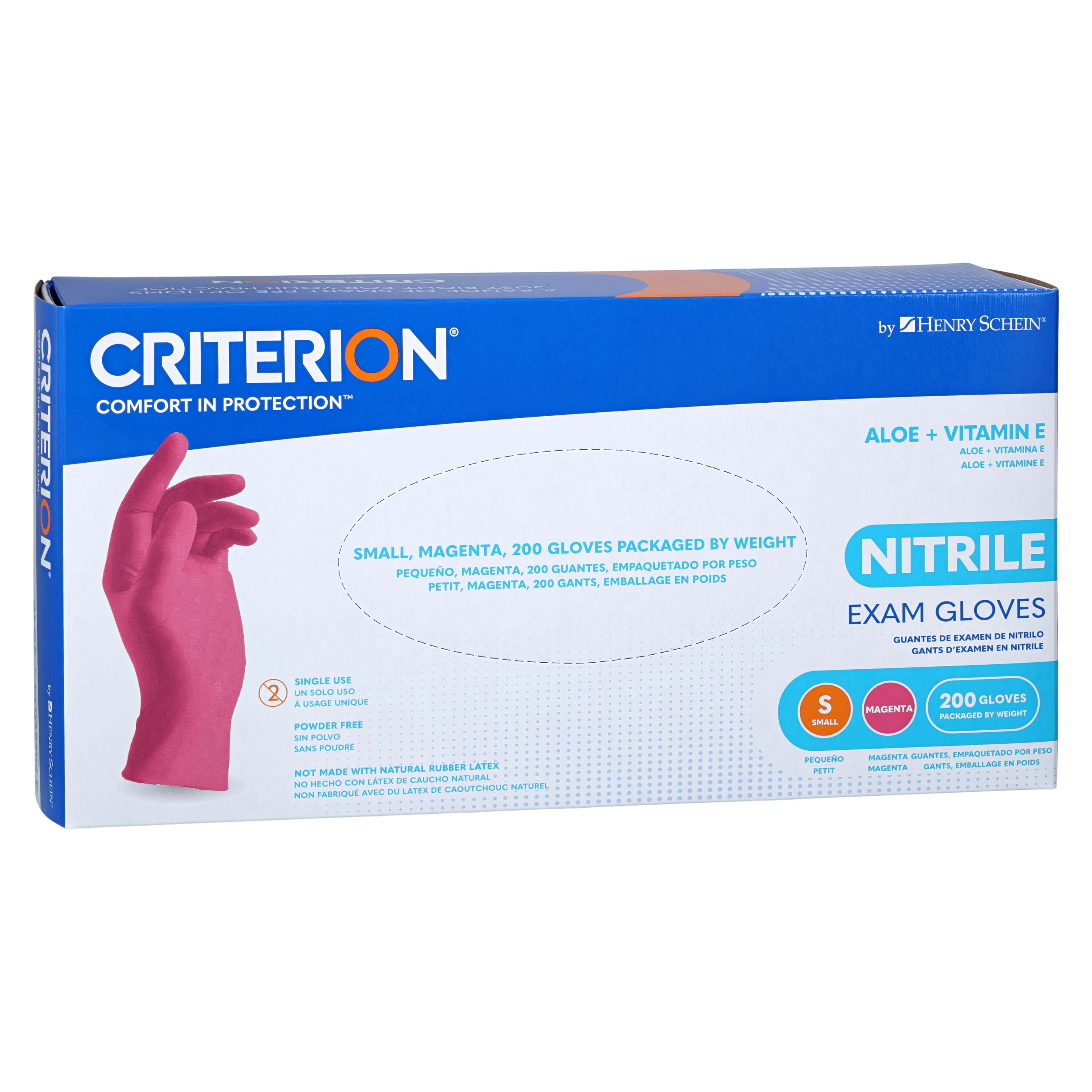 Criterion Nitrile Exam Aloe + Vitamin E Gloves, Small, Magenta Pink, Non-Sterile, 200/Box thumbnail 3