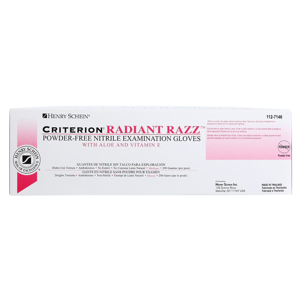 Criterion Nitrile Exam Aloe + Vitamin E Gloves, Powder Free, Non-Sterile, Medium, Magenta, 200/Bx thumbnail 5