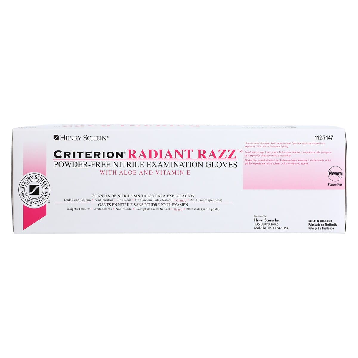 Criterion Nitrile Exam Aloe + Vitamin E Gloves, Large, Magenta, 200/Box thumbnail 5
