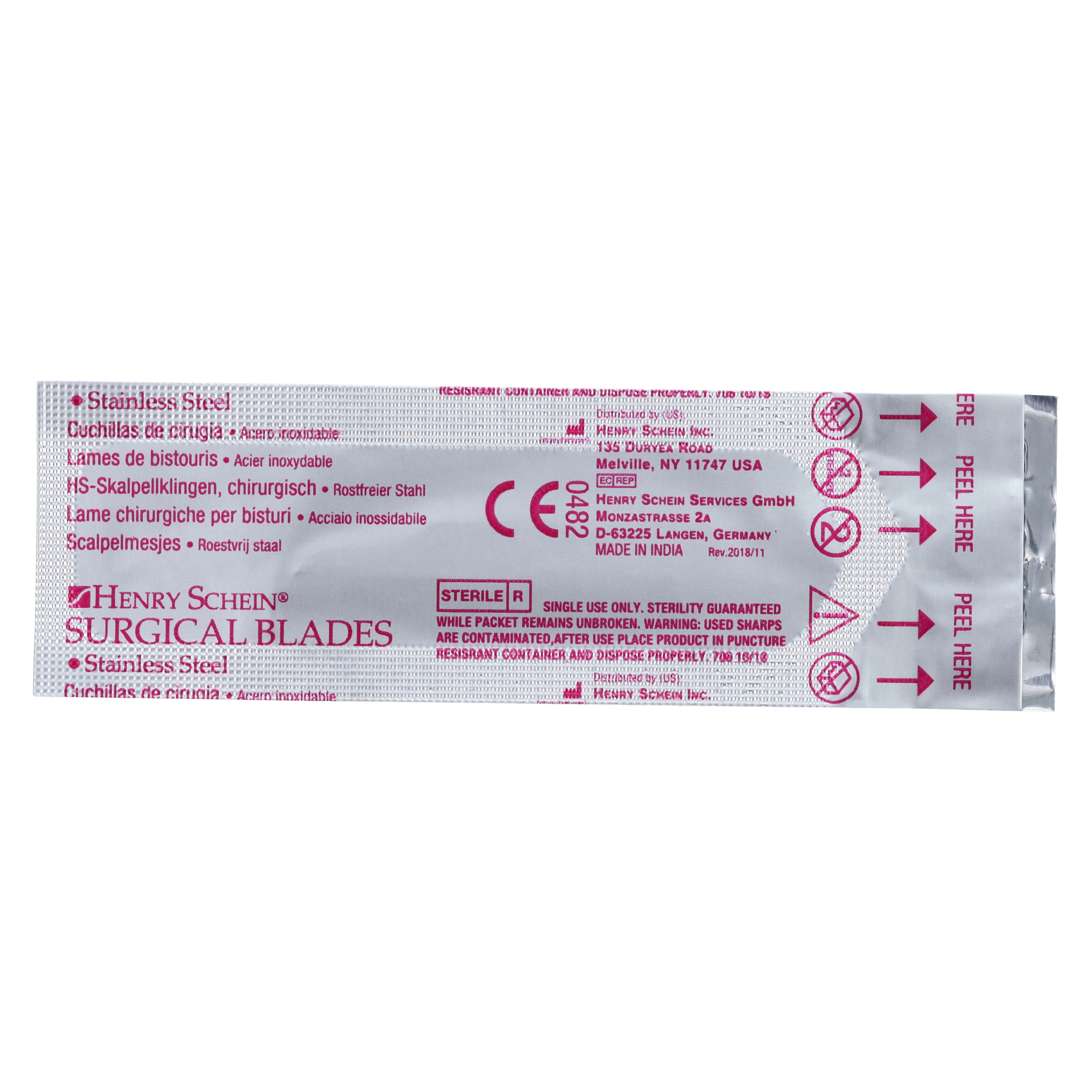 Henry Schein Surgeon Blades, Stainless Steel, Sterile, #15S, Disposable, 100/Box thumbnail 4