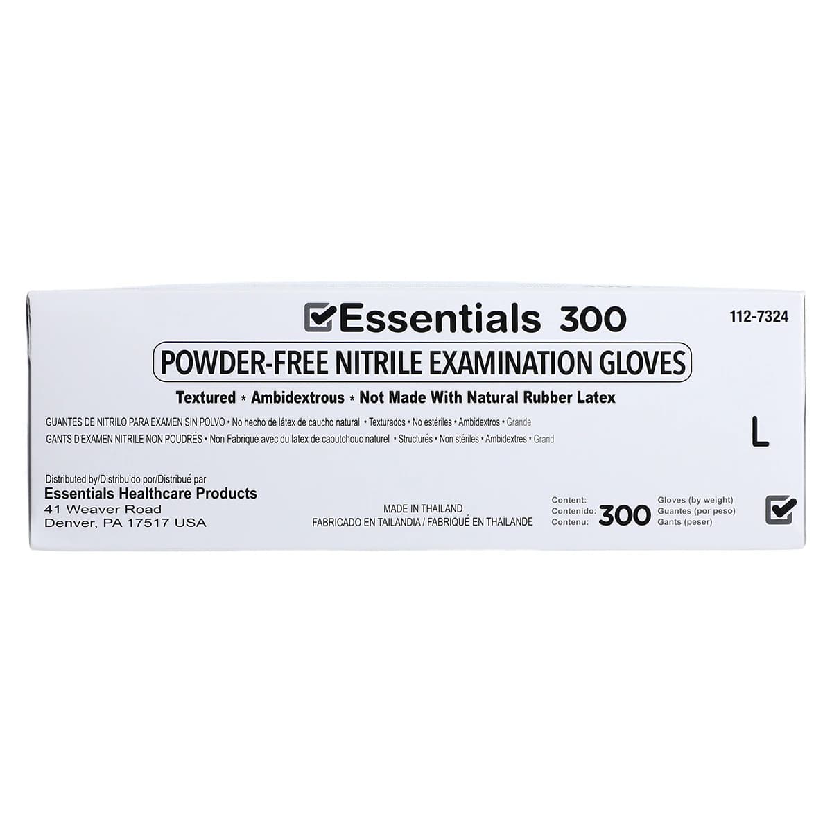 Essentials 300 Nitrile Exam Gloves, Powder Free, Non-Sterile, Large, Indigo, 300/Box thumbnail 7