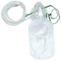 Allied Medical Non-Rebreathing Oxygen Mask, Adult, with 7 ft Tubing, Reservoir Bag, Safety Vent, Elastic Strap, and Nose Clip, 50/Case - Mask f/O2 Non-Rebreathing - Image 1