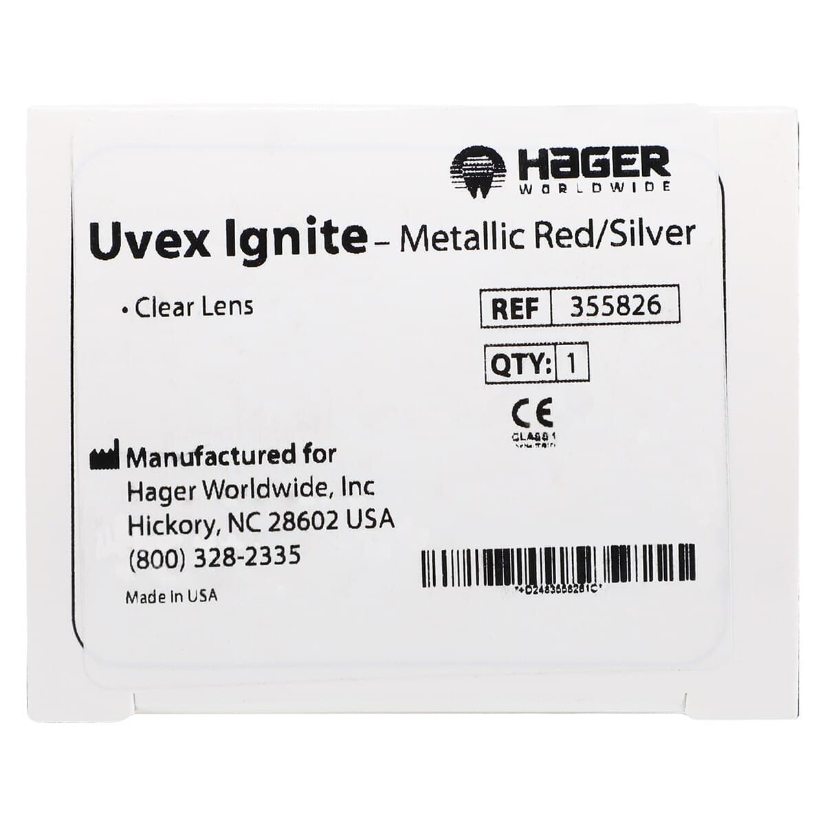 Uvex Ignite Eyewear, Clear Lens, Red & Silver Frame, Each, 355826 thumbnail 8
