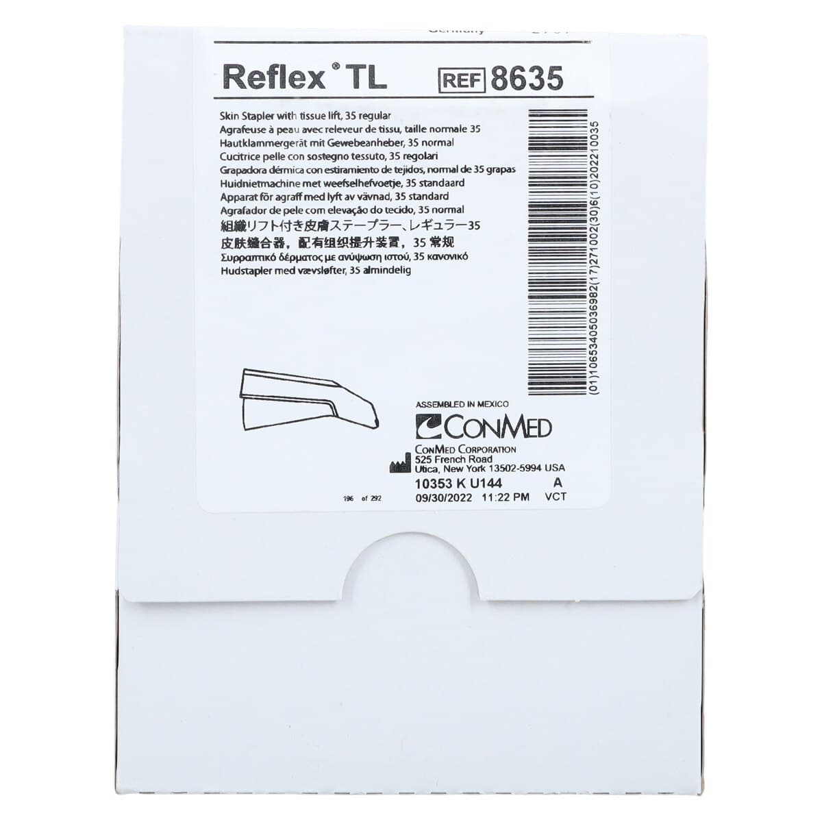Conmed Reflex TL Skin Stapler, Plastic Squeeze Handle, 35 Regular Staples, 6/Case thumbnail 5