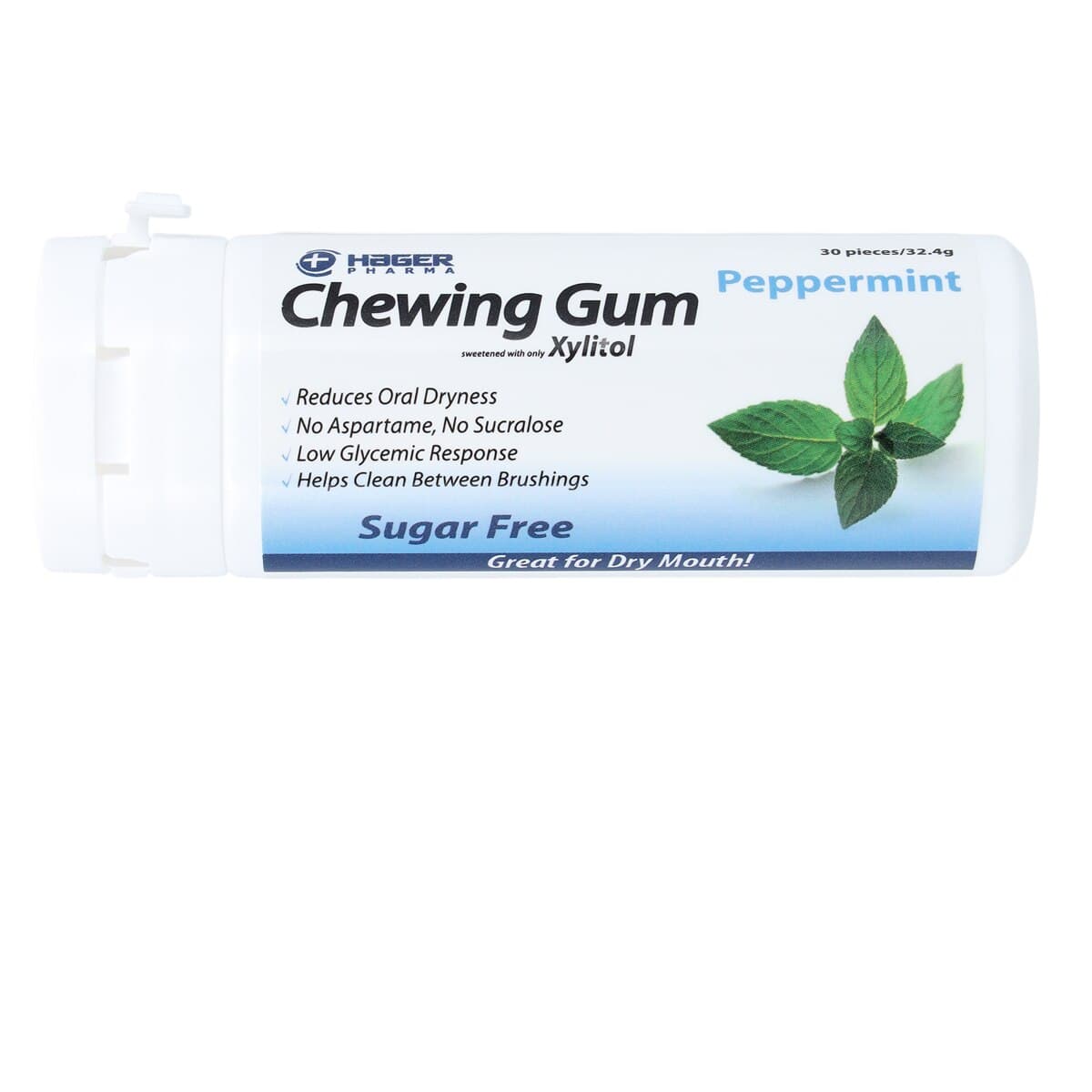 Miradent Xylitol Gum, Peppermint, 30 Pieces per Tube, 12 Tubes per Box thumbnail 3